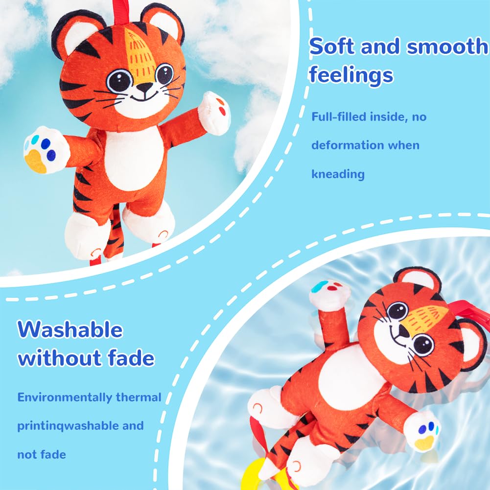 TeyToy Soft Plush Animal Hanging Baby Toys with Rattles, Teether & Squeaker - Early Development Stroller & Car Toys for Newborns 3-12 Months | Perfect Infant Birthday Gifts & Nursery Decor for Boys Girls