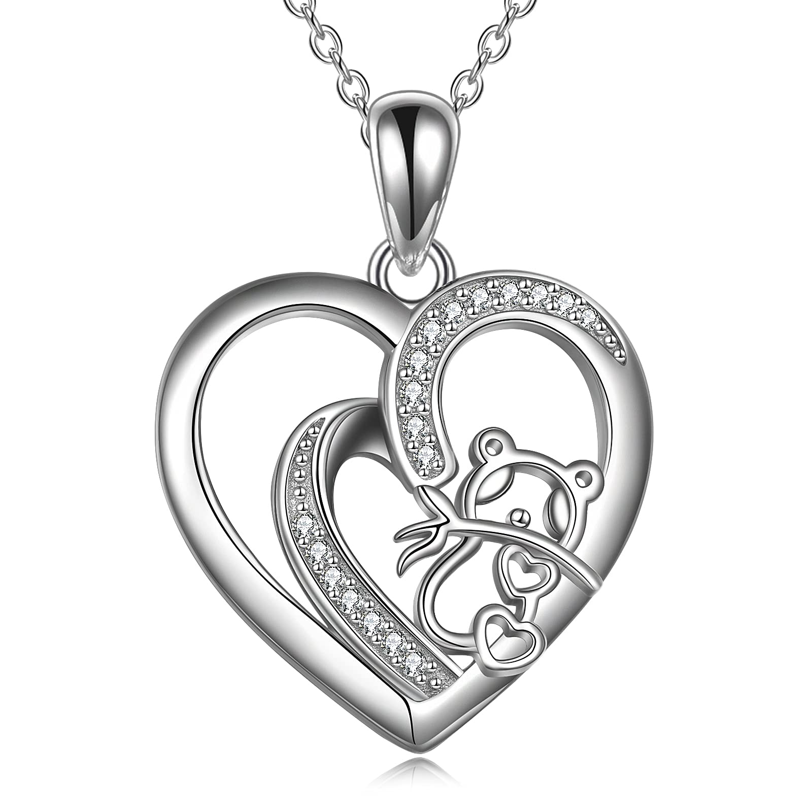POPLYKE Sterling Silver Panda Necklace - 925 Silver Panda Pendant Jewelry for Women, Cute Animal Jewelry Gift for Her - Perfect for Birthdays, Anniversaries & Everyday Wear
