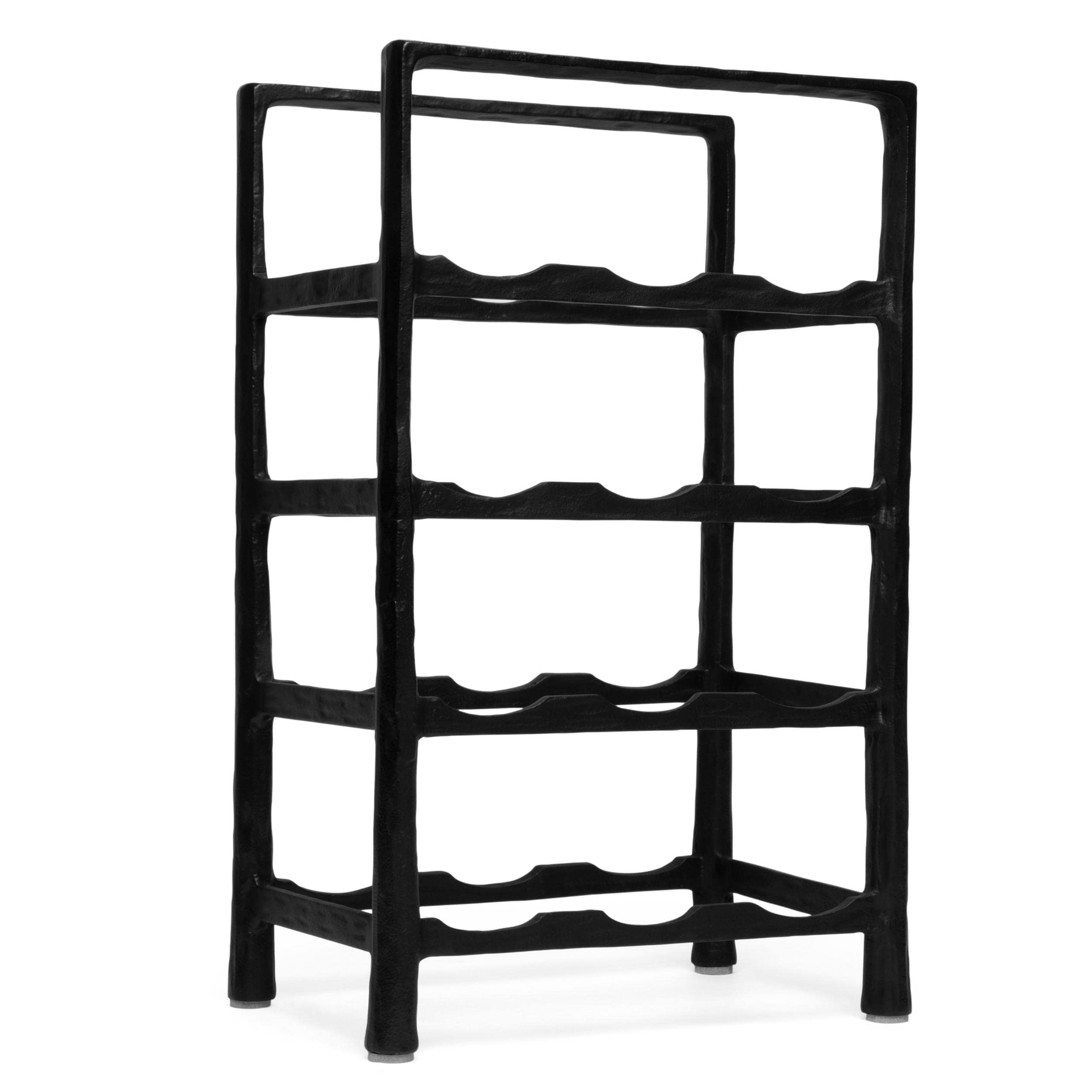 BIRDROCK HOME 12 Bottle Wine Rack - Sturdy Black Forged Metal Free Standing Wine Holder - Vertical Storage Cabinet for Kitchen Countertop, Bar, Dining Room & Home Decor