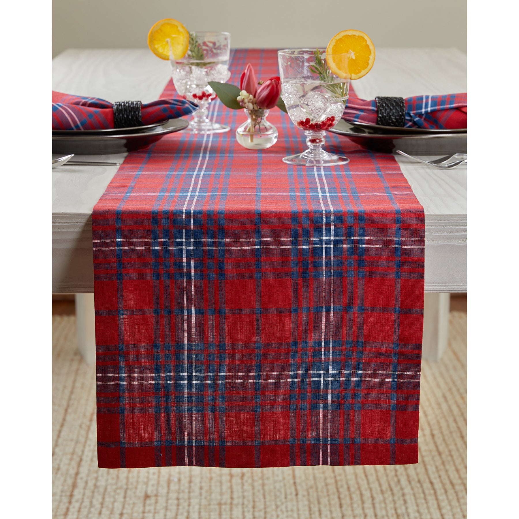 Elegant Red Tartan Plaid Table Runner - Perfect for Christmas, Thanksgiving & Holiday Dining Decor