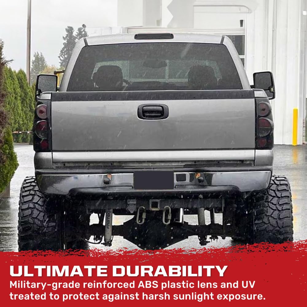 RECON Smoked 3rd Brake Light Kit with Red & White LED Lights - Compatible with 1999-2006 GMC Sierra & Chevy Silverado 1500/2500/3500 Models - Smoked Lens for Enhanced Style & Visibility - Perfect for Off-Roading, Truck Upgrades & Night Driving