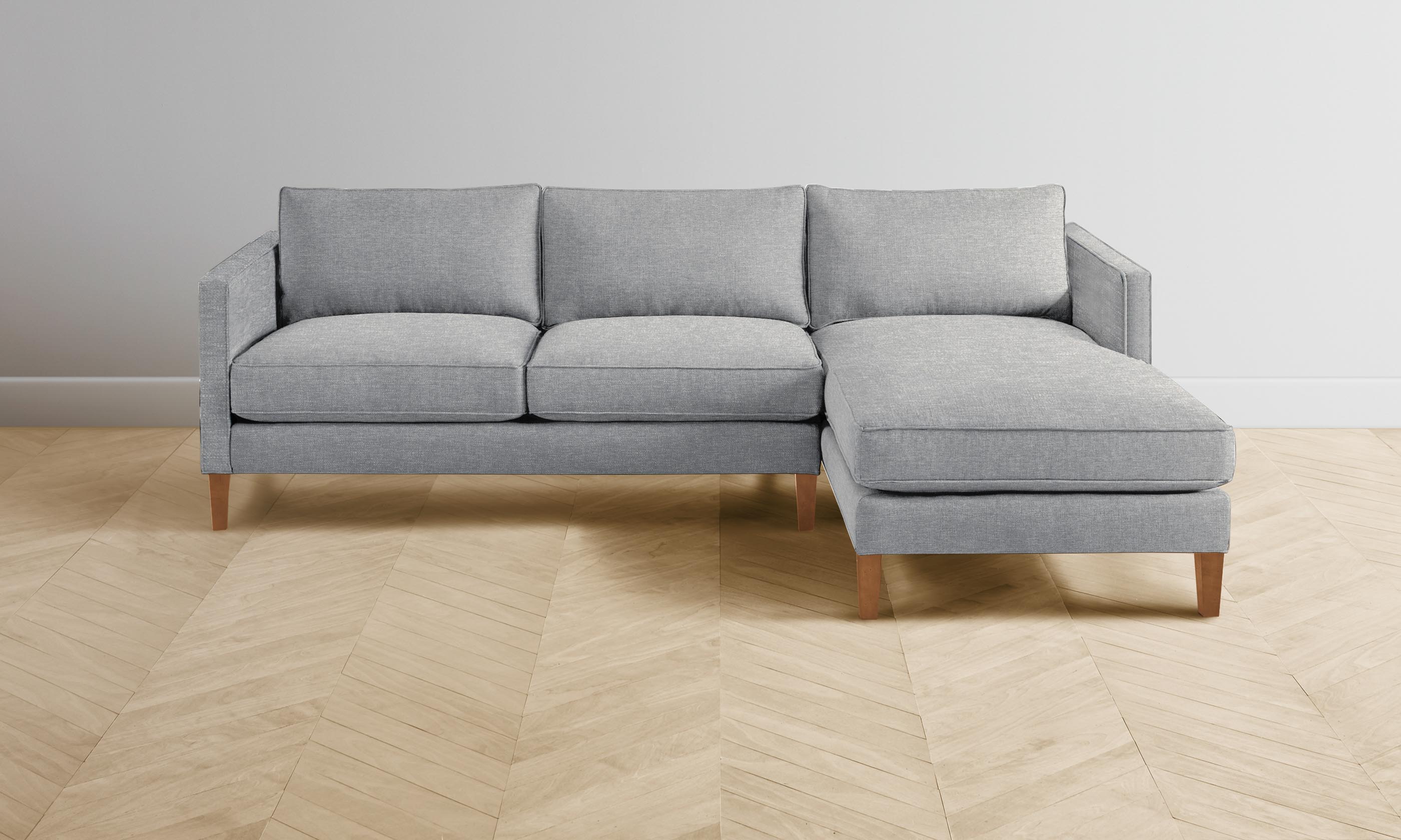 Premium Crosby Sectional Sofa - Soft Merino Wool Upholstery in Heather Grey | Modern Living Room Furniture for Cozy Home & Lounge Spaces