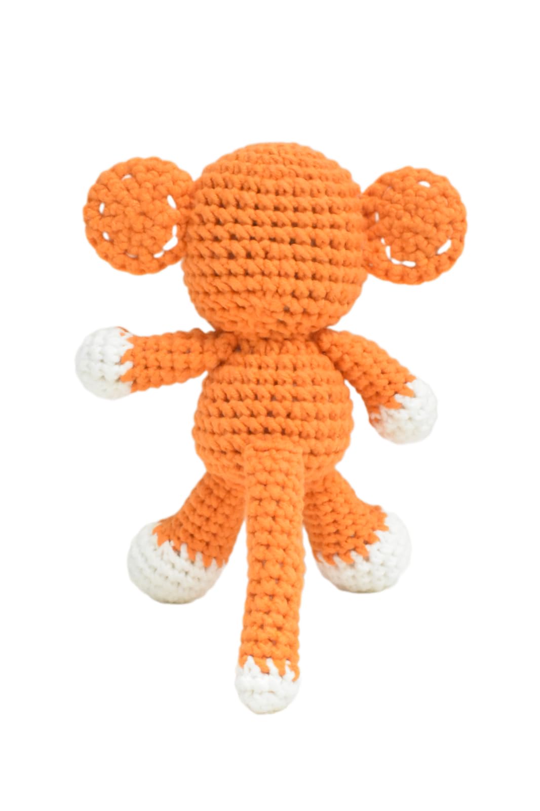 Handmade Bigfoot Monkey Crochet Doll - Soft Amigurumi Plush Toy (Orange) - Perfect for Kids' Room Decor, Baby Shower Gift & Kawaii Collection