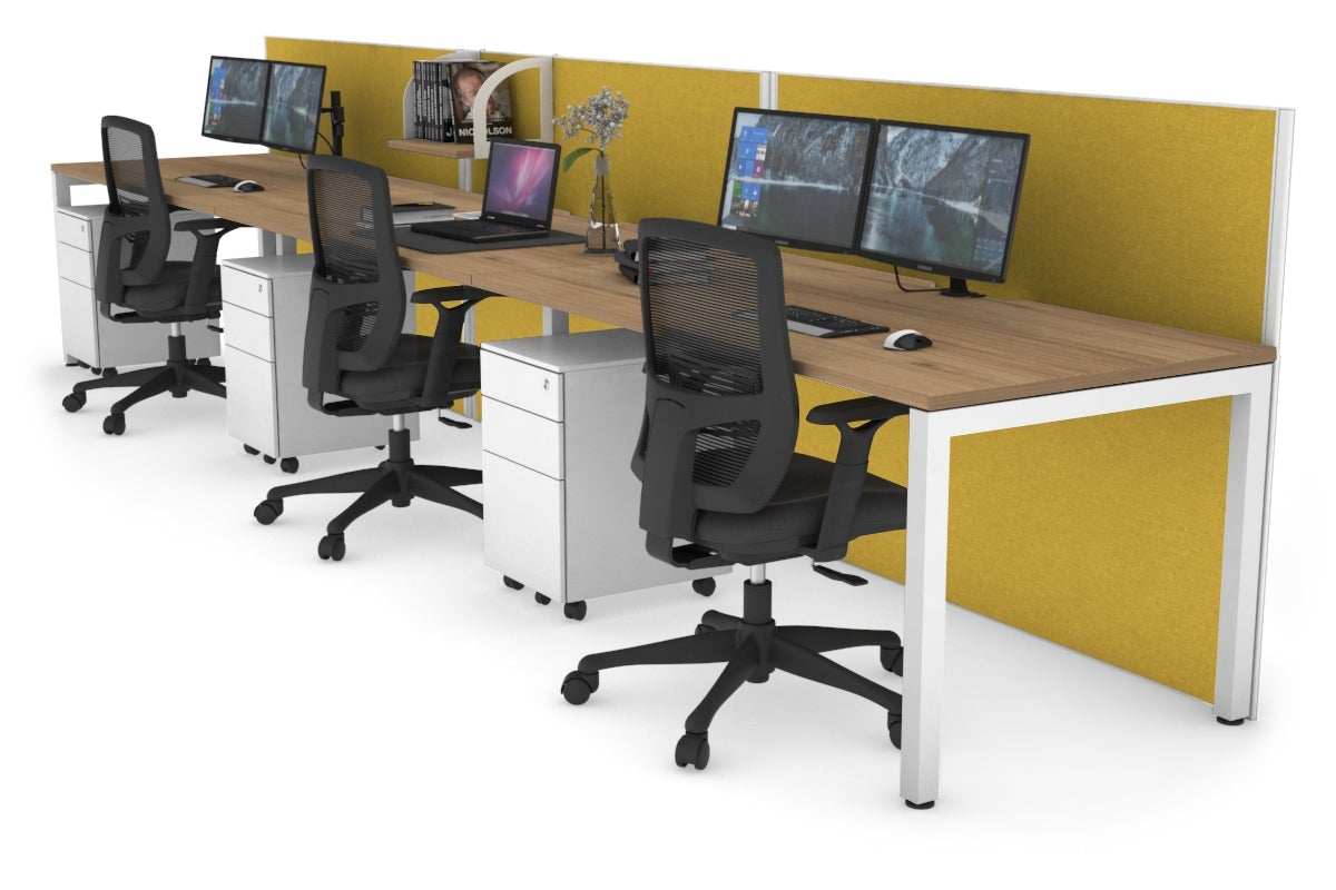 Horizon Quadro 3-Person Office Workstation with Square Legs & Cable Management - 1800L x 800W Desk for Collaborative Workspaces | Perfect for Modern Offices, Coworking Spaces & Team Environments