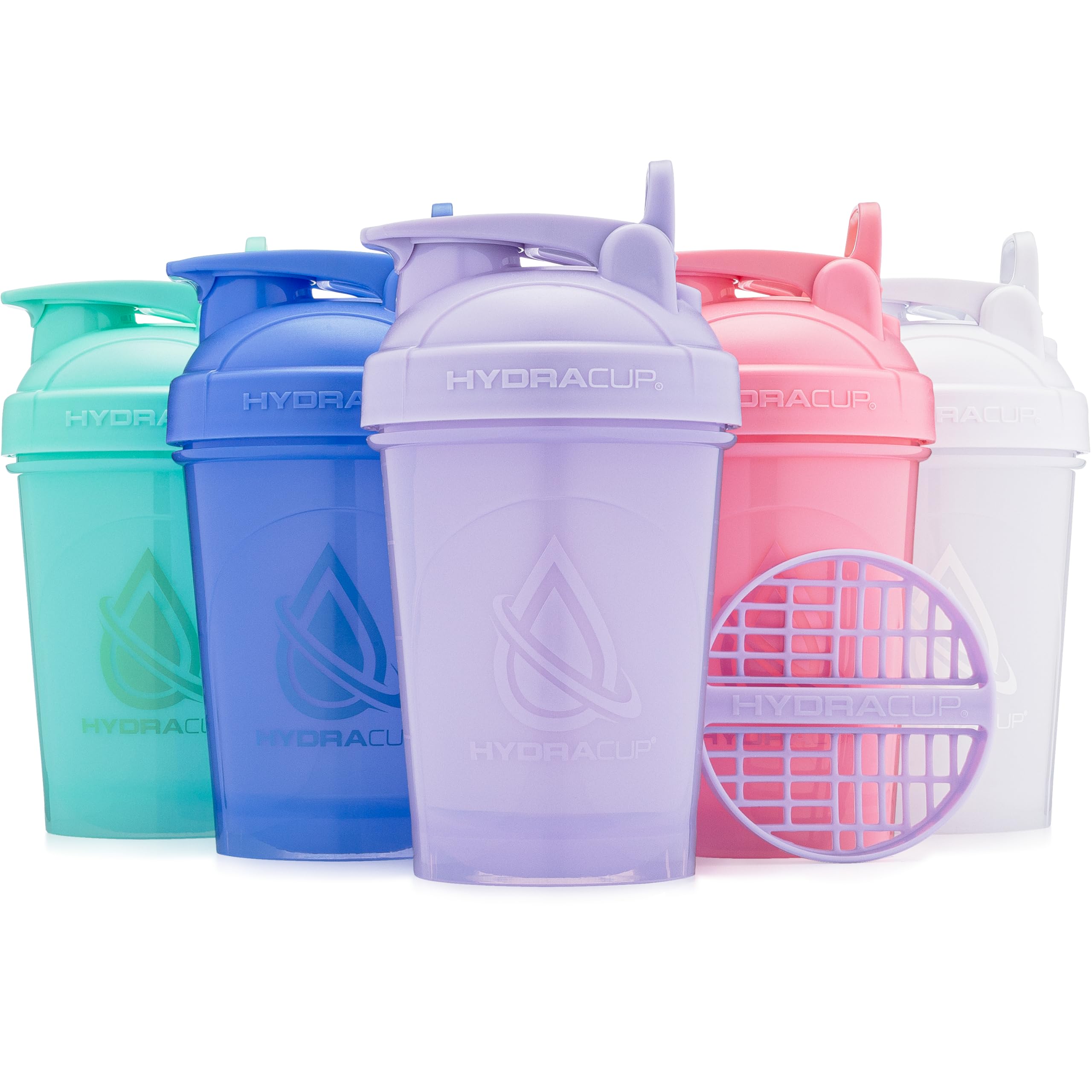 Hydra Cup ProFlow [5 Pack] 20 oz Small Shaker Bottles for Protein Shakes & Smoothies - Leak-Proof Travel Water Bottle with Mixing Ball & Handle - BPA Free Gym Shaker Cup for Workout, Fitness & On-The-Go (Bright Colors)