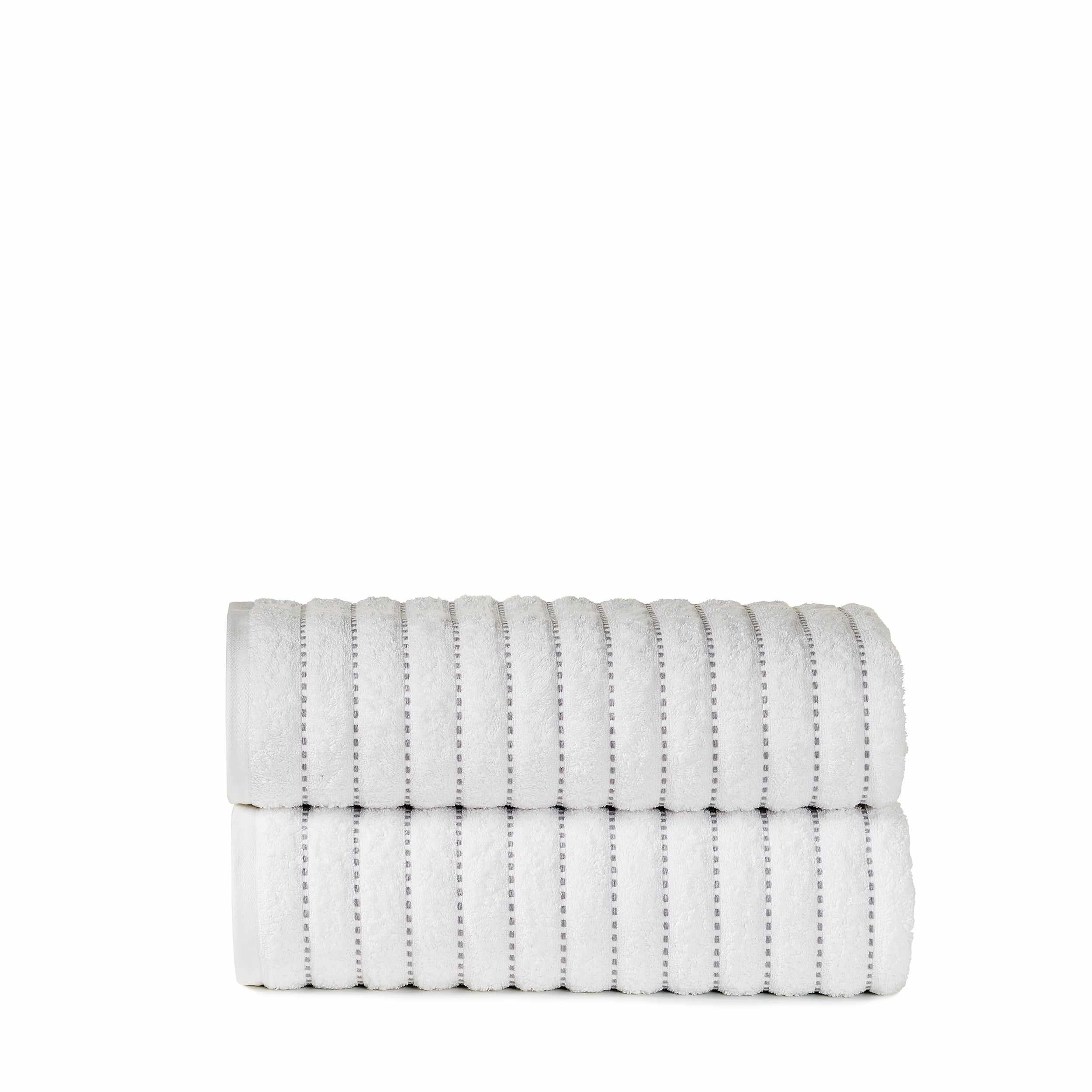Organic Cotton Wave Plush Stripe 2-Piece Bath Sheet Towel Set - Ultra Soft & Absorbent for Spa, Bathroom & Beach Use