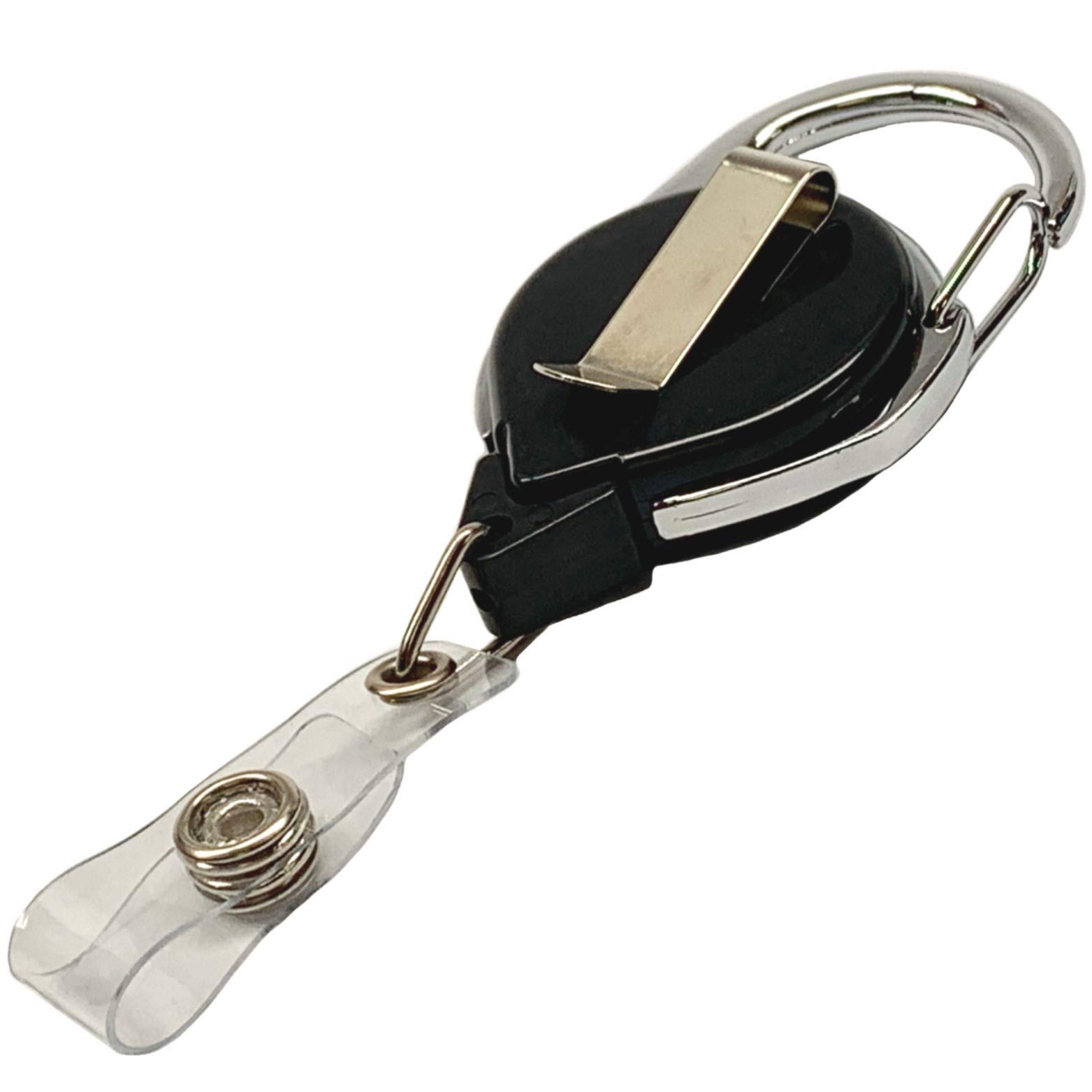 Retractable Metal Carabiner ID Badge Holder - Superhero Themed Badge Reel with Crenellated Frame for Work, School & Events | Xavier CF MC Style