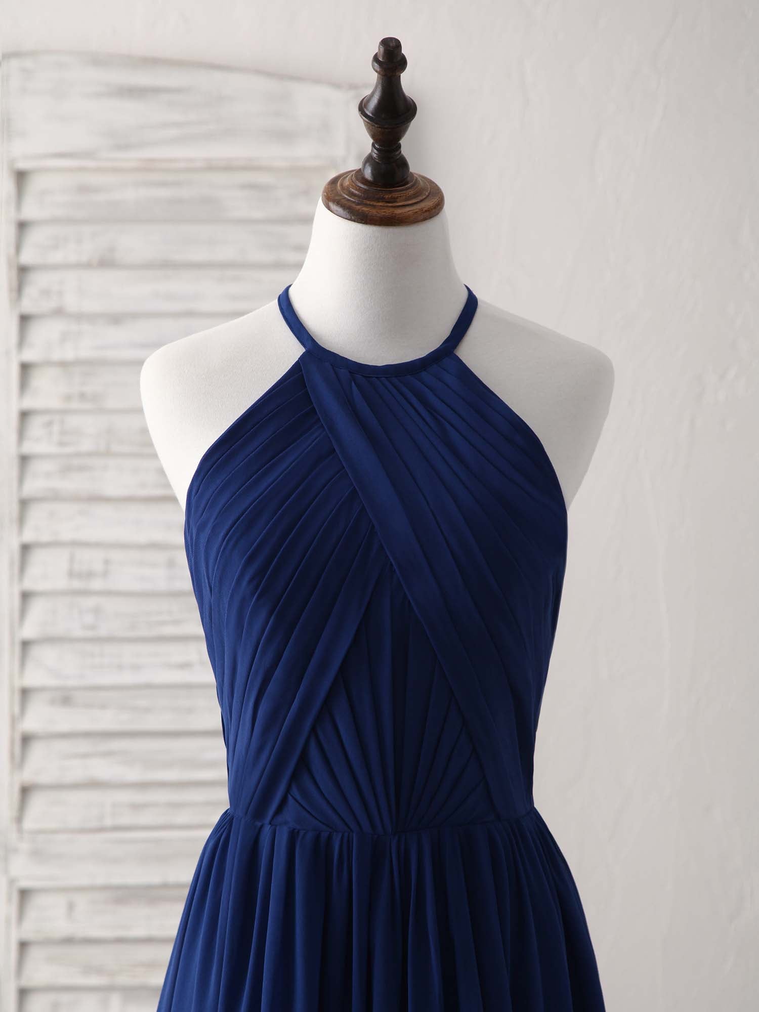 Elegant Dark Blue Chiffon Long Prom Dress | Formal Evening Gown for Bridesmaids & Homecoming | Perfect for Weddings, Parties & Special Occasions