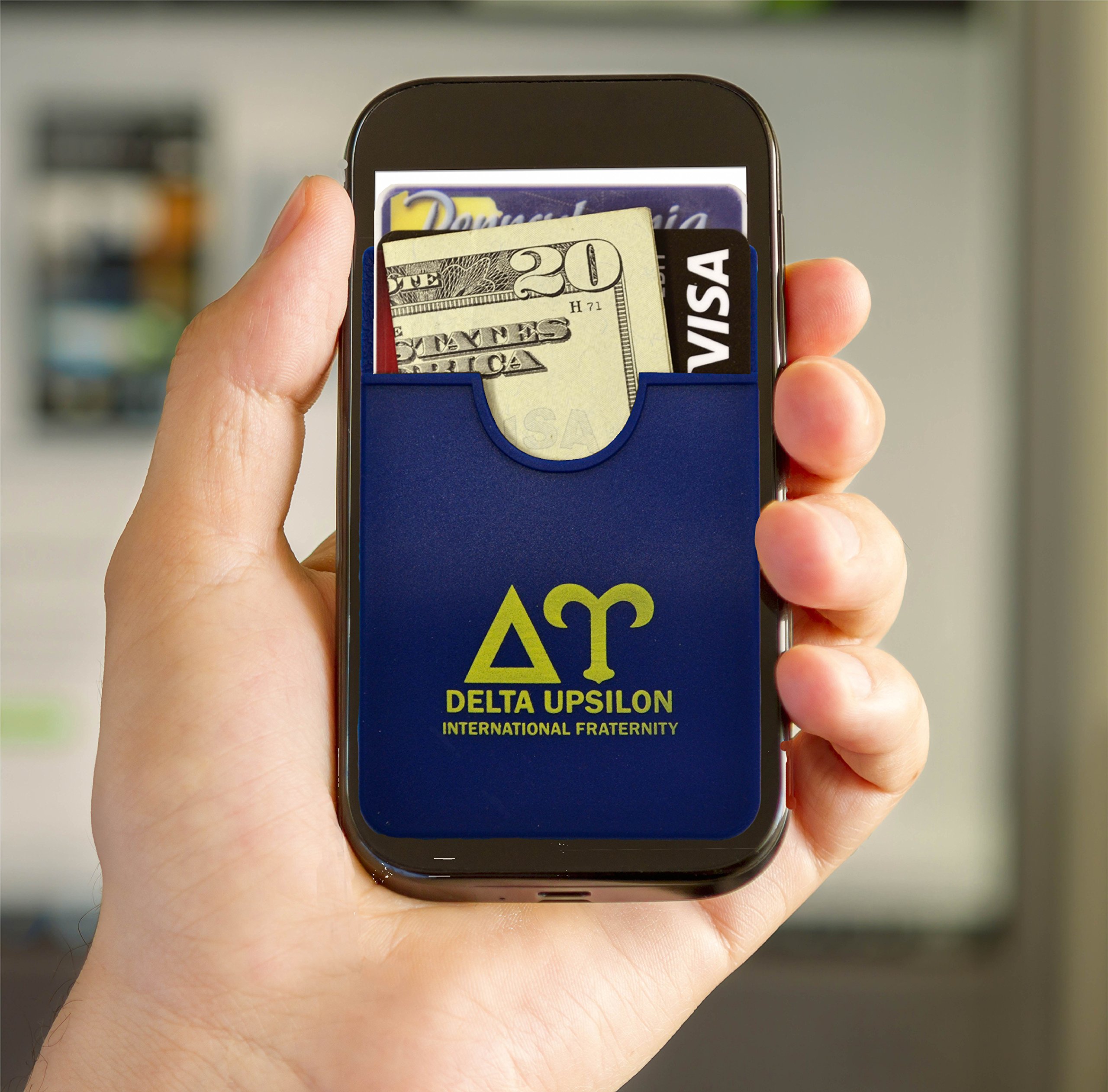 Delta Upsilon Koala Pouch - Adhesive Cell Phone Wallet with Card Holder - Slim Sticky Phone Pocket for iPhone, Samsung & Smartphones - Perfect for Gym, Travel & Everyday Use