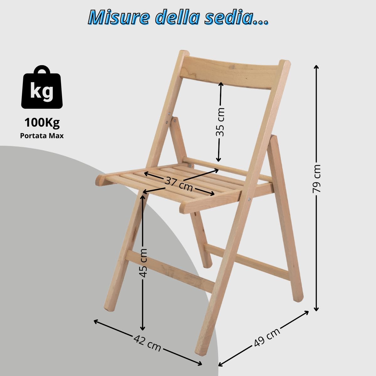 Tomaino Wooden Folding Camping Chairs - Set of 4 Space-Saving Indoor Outdoor Chairs for Kitchen, Garden, Balcony, Patio (Natural) - Perfect for Camping, Picnics, BBQs and Small Spaces