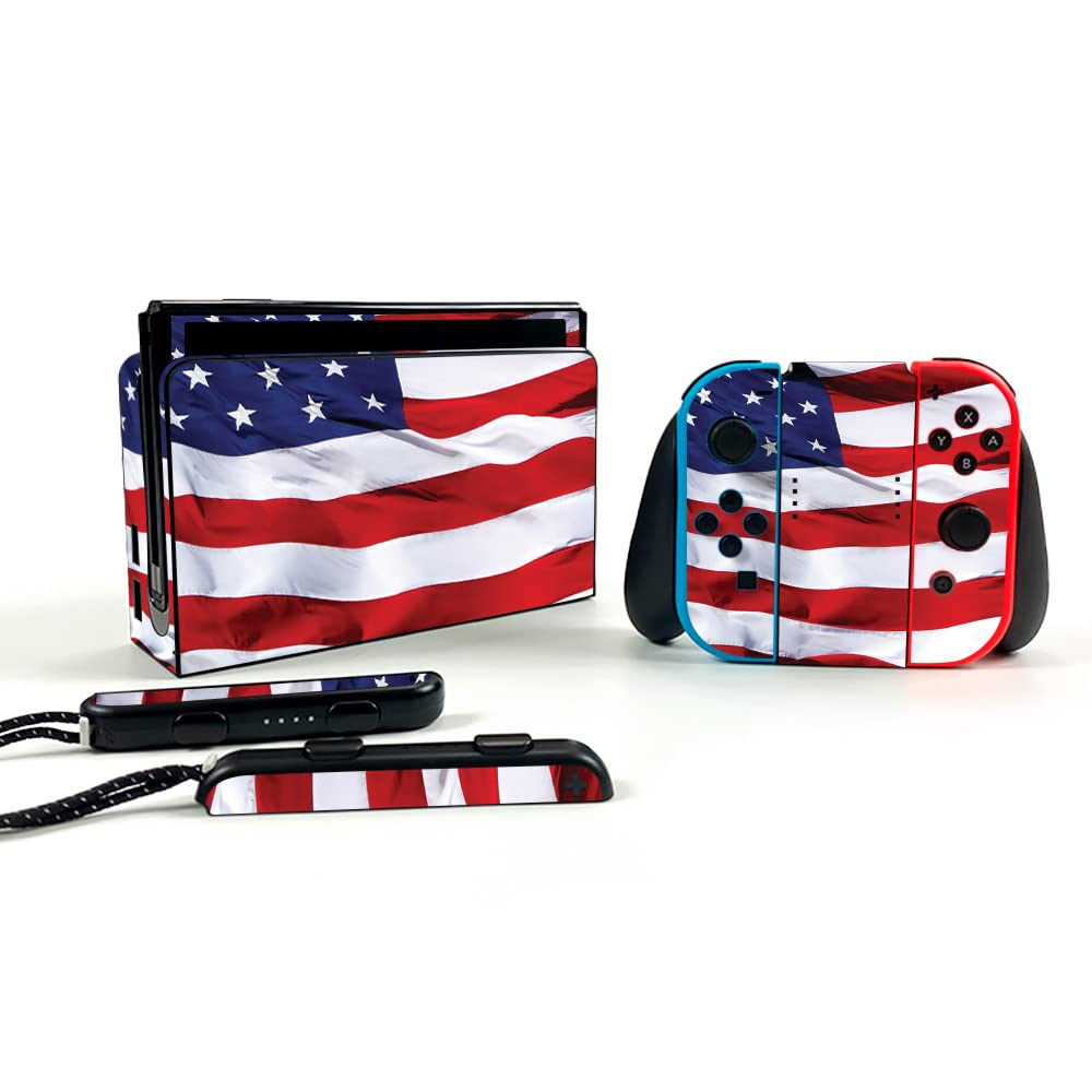 American Flag Vinyl Decal Wrap Cover for Nintendo Switch OLED - Protective, Durable Skin | Easy to Apply & Remove | Made in USA | Perfect for Gaming, Travel & Personalization