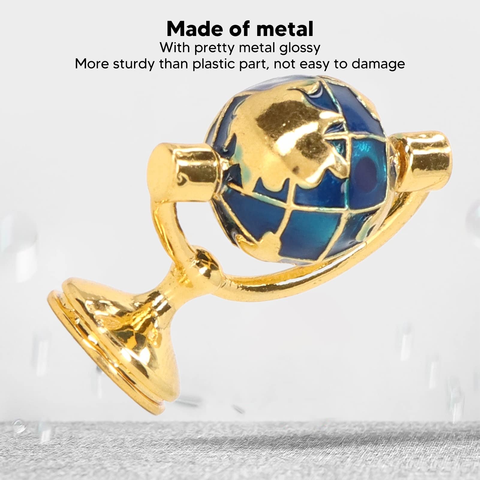 1:12 Scale Miniature Metal Globe - Sturdy & Glossy Dollhouse Accessory for Study Room Decor, DIY Miniature Furniture, and Collectible Display