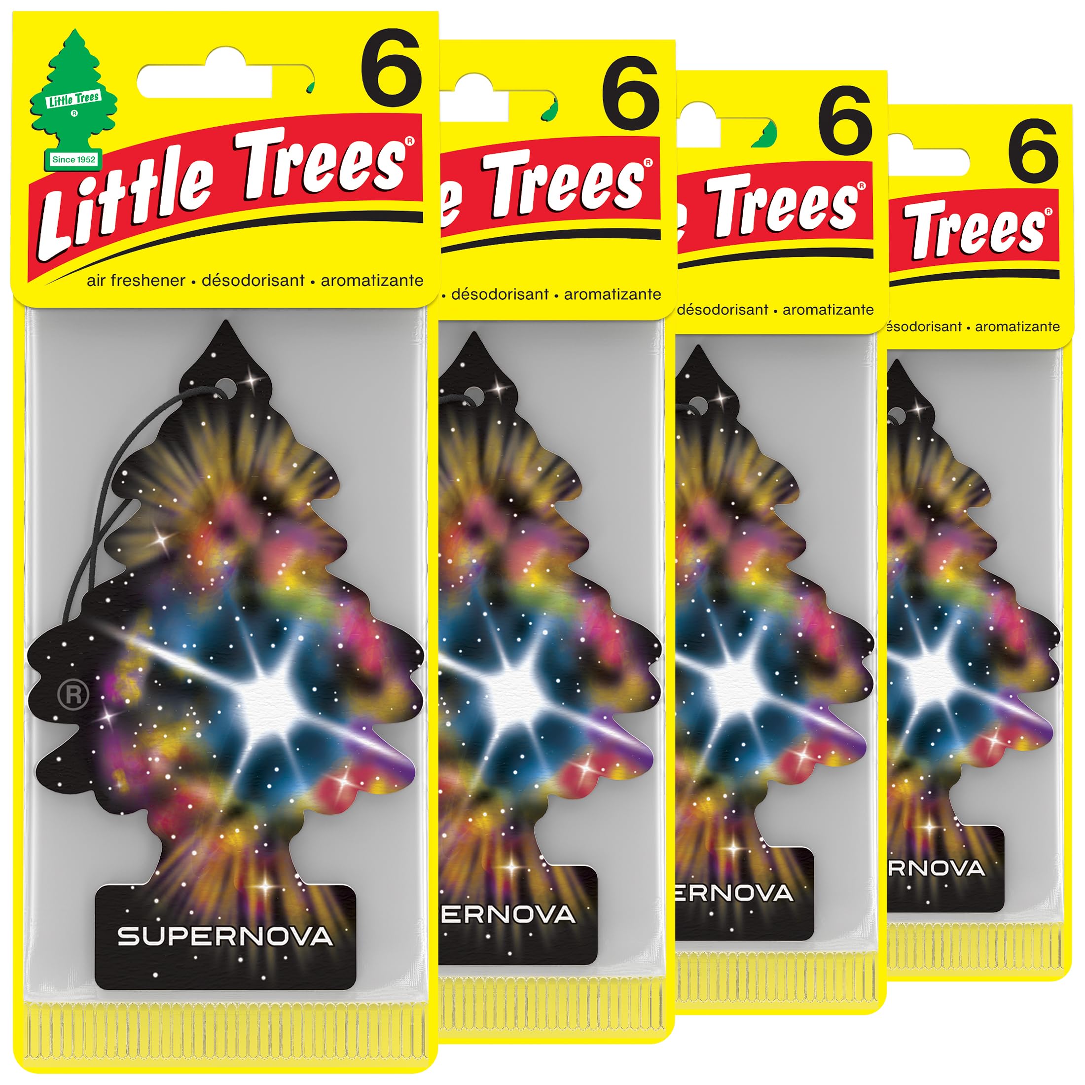 LITTLE TREES Air Fresheners for Car & Home - 24 Pack Long Lasting Hanging Tree Fresheners in Supernova Scent | Perfect for Vehicles, Offices, and Small Spaces