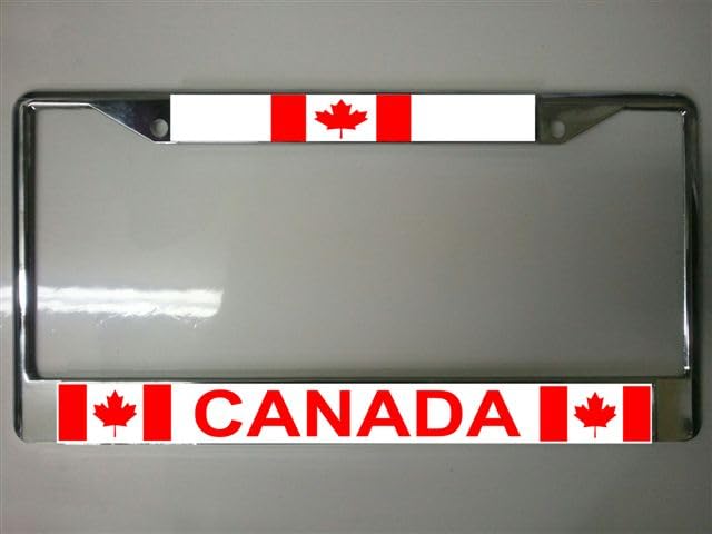 Premium Canada License Plate Frame with Free Screw Caps - Durable & Rust-Proof Car Accessory for Vehicle Customization & Protection