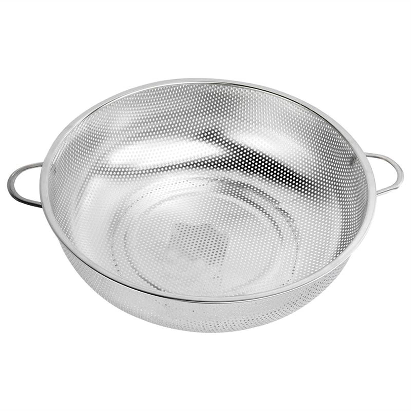 Stainless Steel Draining Bowl - 37.6x31.5x9.8cm Multi-Purpose Kitchen Colander for Rice, Fruits & Vegetables - Silver Drain Basket for Home Cooking, Washing Produce & Meal Prep