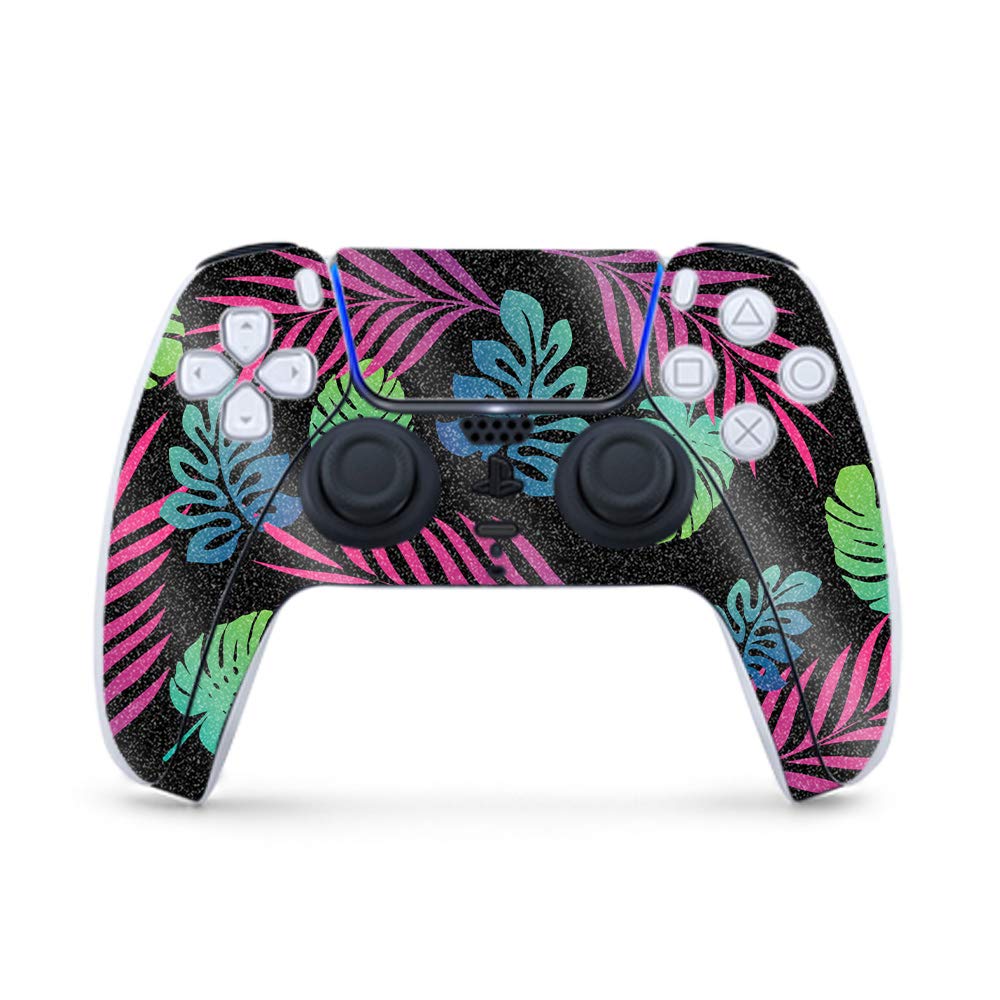 **MightySkins Glossy Glitter Gaming Skin for PS5 Controller - Neon Tropics | Durable High-Gloss Finish | Easy to Apply & Remove | Made in USA | Perfect for Gaming, Streaming & Customizing Your Playstation 5**