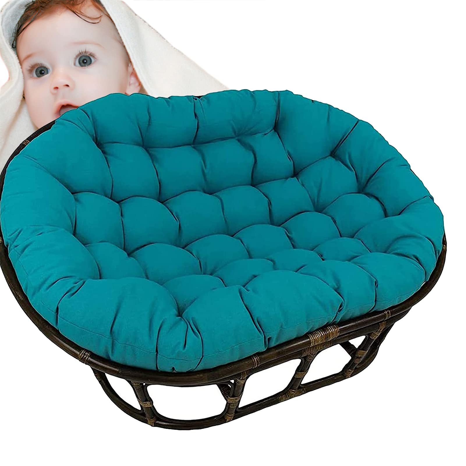 **Double Papasan Cushion for Outdoor Use - Waterproof Hanging Basket & Garden Chair Cushion - Blue 67
