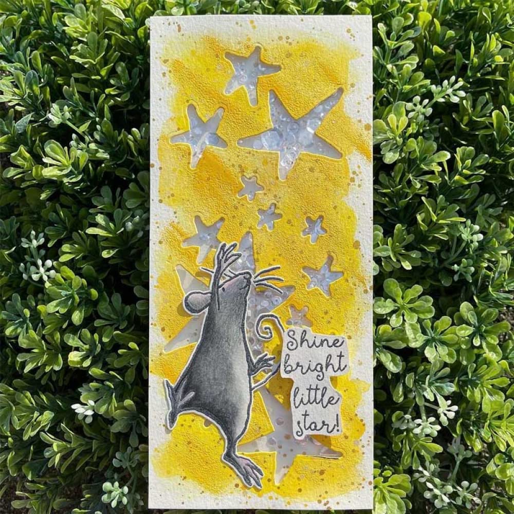 Twinkle Stars Metal Cutting Dies & Silicone Stamps Set for Card Making - DIY Scrapbooking, Paper Crafting, Arts & Crafts - Perfect for Birthday Cards, Wedding Invitations, and Holiday Decorations