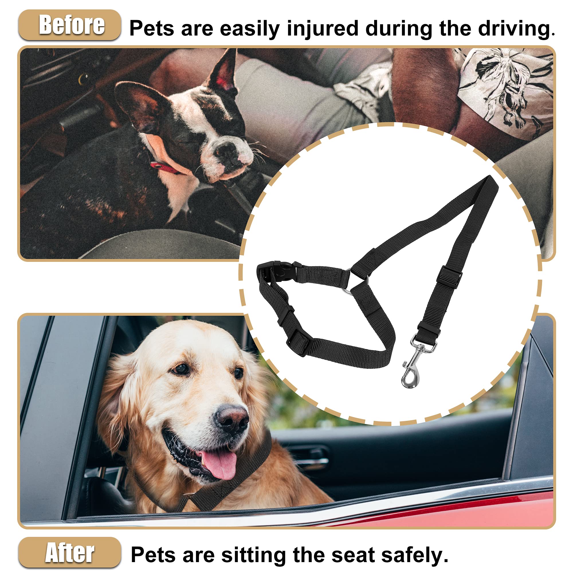 X AUTOHAUX 2-Pack Adjustable Pet Car Seat Belt for Dogs & Cats - Universal Vehicle Headrest Safety Harness - Secure Travel for Small & Medium Pets - Perfect for Road Trips & Vet Visits