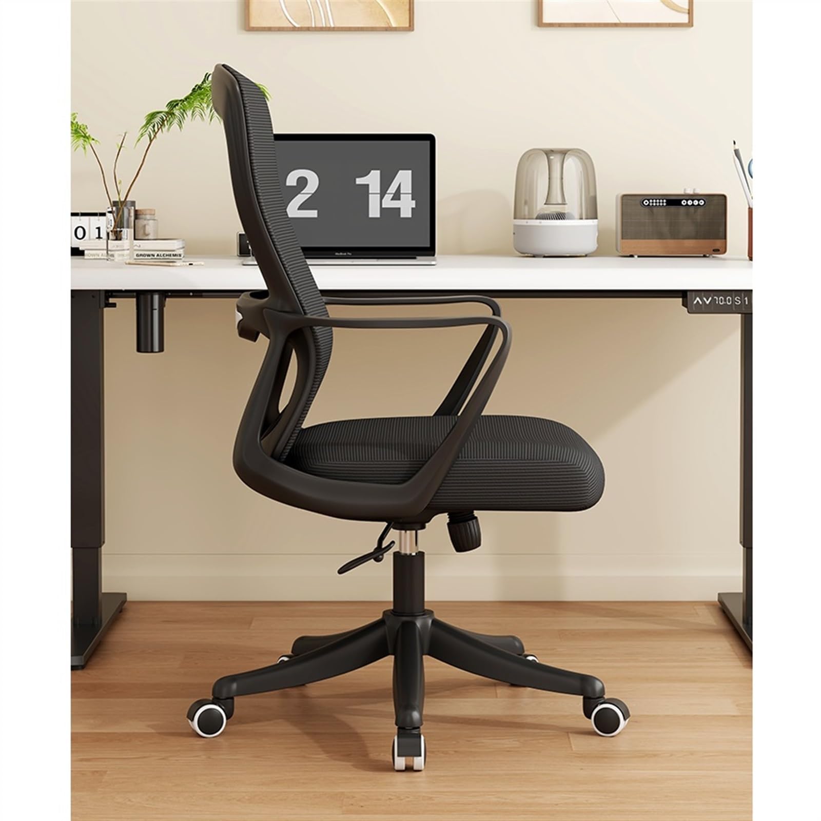 Ergonomic Office Chair with Lumbar Support - Mesh Back Executive Desk Chair with Fixed Armrests for Home & Office Workspace - Comfortable Computer Chair for Long Hours (Pink) - Perfect for Remote Work, Gaming & Study Sessions