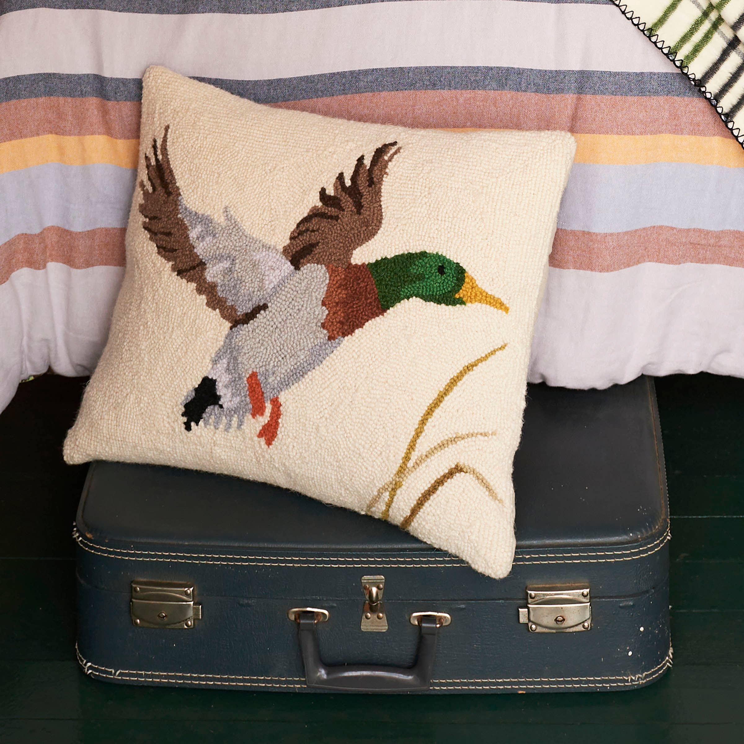 Camp Wandawega Mallard Duck Hook Pillow - Decorative Duck-Themed Throw Pillow for Cabin, Lodge & Rustic Home Decor - Perfect for Living Room, Bedroom or Porch