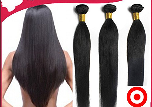 8A Grade Straight Peruvian Virgin Hair Bundles with Free Lace Closure - 3 Bundles (16
