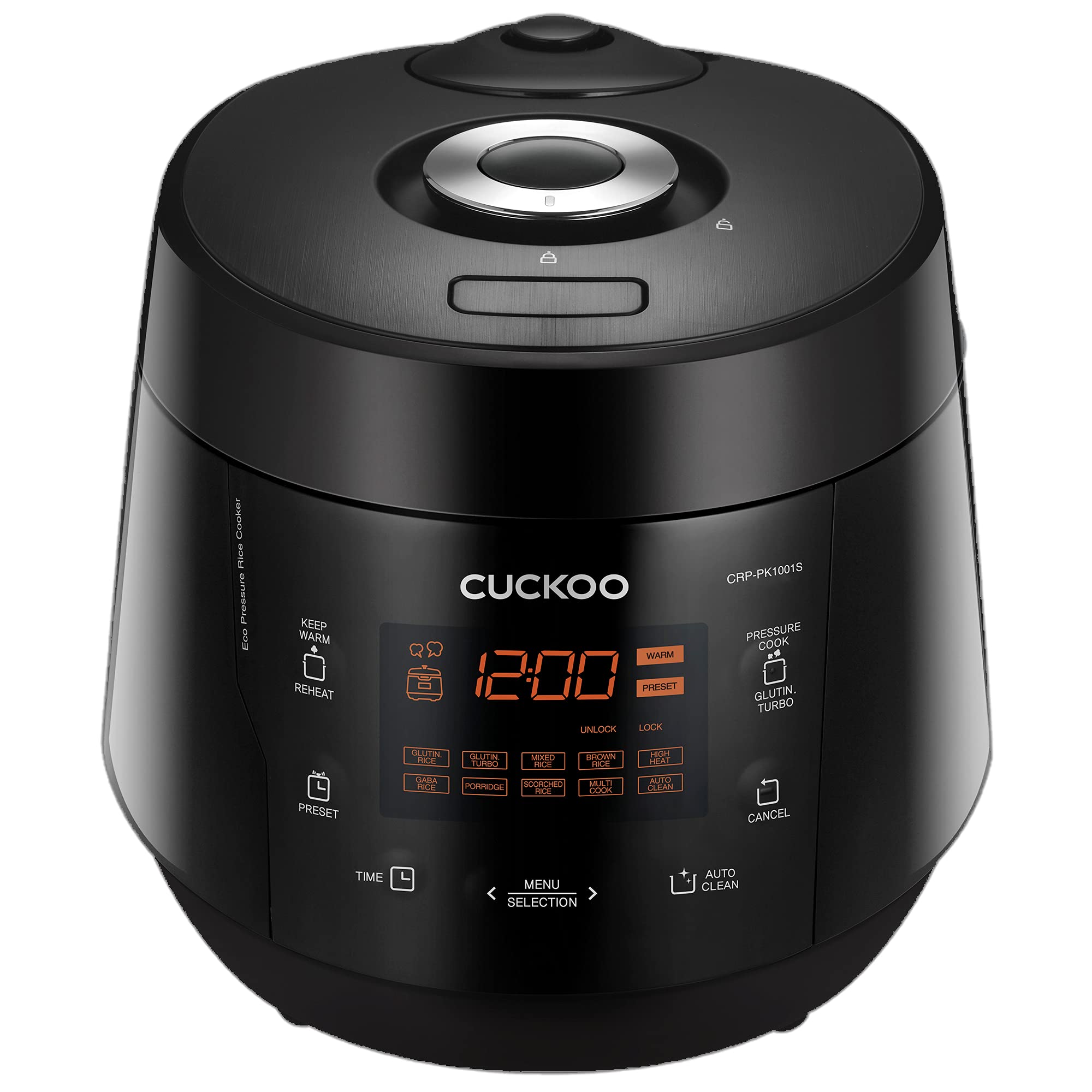 CUCKOO CRP-PK1001S 10-Cup Pressure Rice Cooker with 12 Menu Options - Quinoa, Scorched Rice, GABA Brown Rice & Multi-Grain | Korean Made Black Rice Cooker | Perfect for Home Kitchens, Dorm Rooms & Healthy Meal Prep