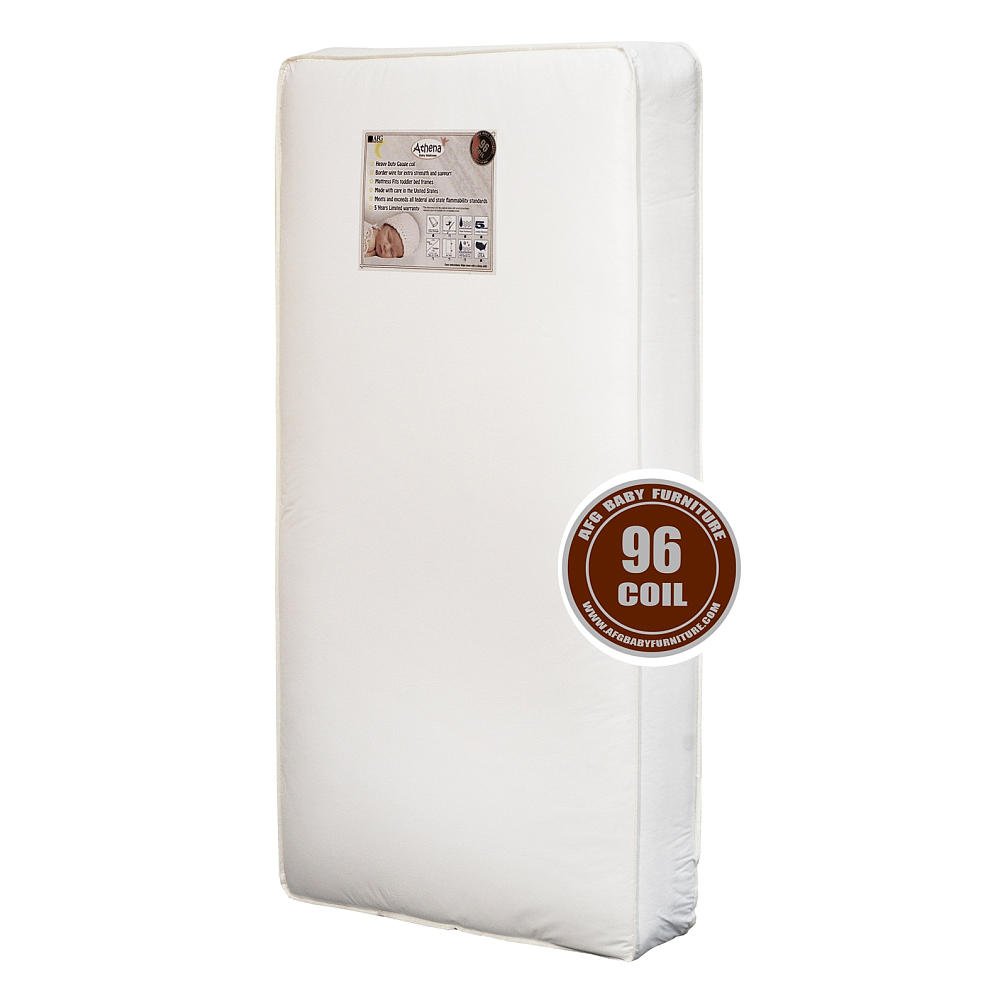 AFG Baby Furniture 96 Coil Mattress - Premium Crib Mattress for Newborns & Toddlers | Firm Support for Safe Sleep | Waterproof & Hypoallergenic | Perfect for Nursery & Daycare Use