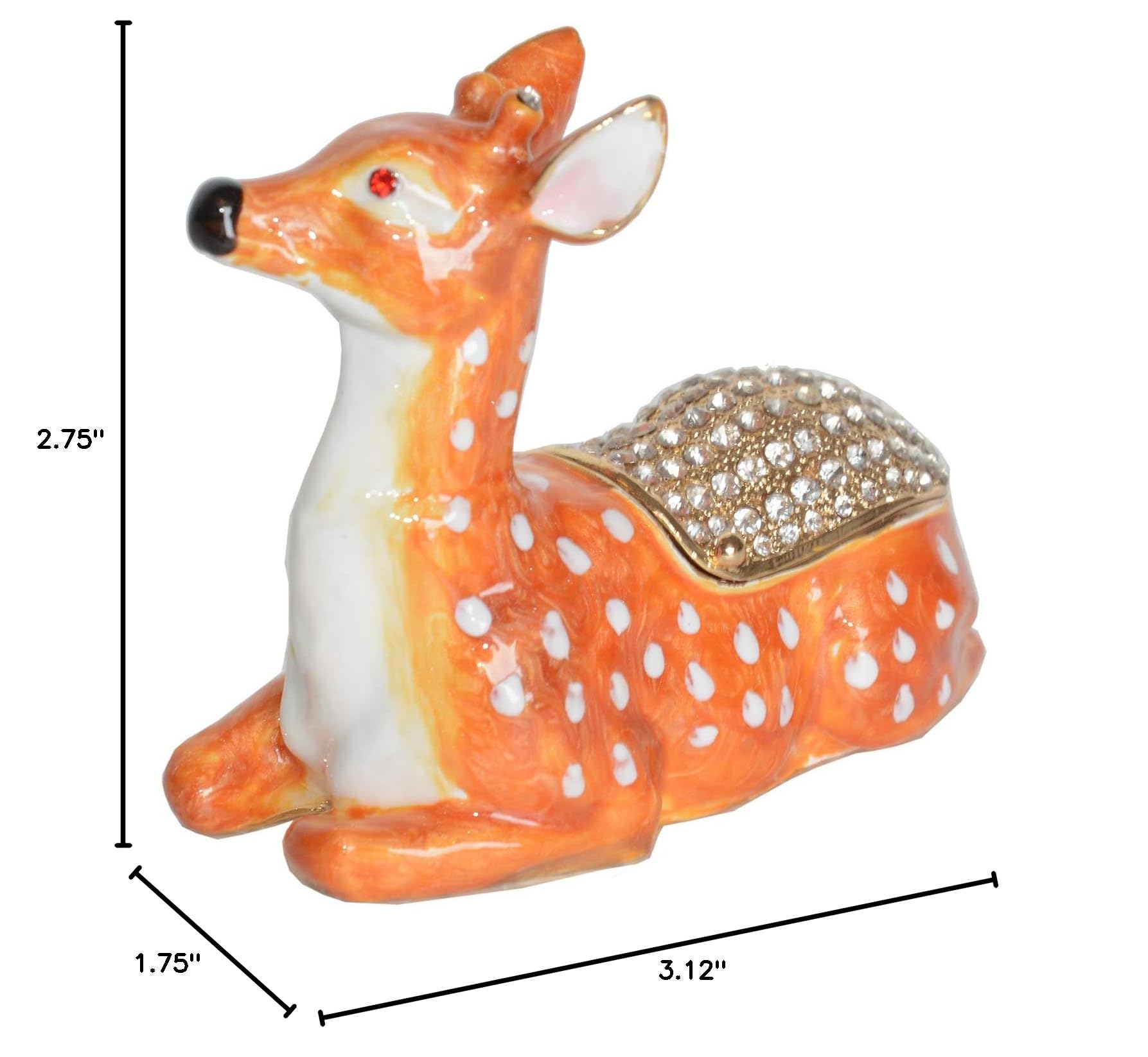 Hand-Painted Deer Fawn Trinket Box - Hinged Lid Jewelry Storage Box for Rings & Earrings, Animal Figurine Collectible - Perfect for Home Decor, Gift Giving & Organizing Small Treasures