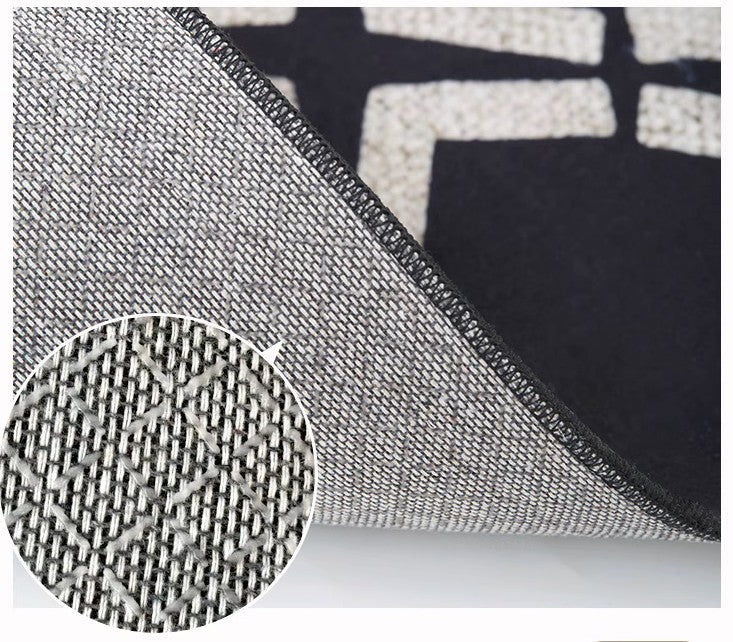 Modern Black Abstract Area Rugs - Non-Slip Dining Room & Living Room Carpet - Contemporary Sofa & Bedroom Rug - Office Floor Mat for Home Decor (Perfect for Sofa, Bedside & Workspace)