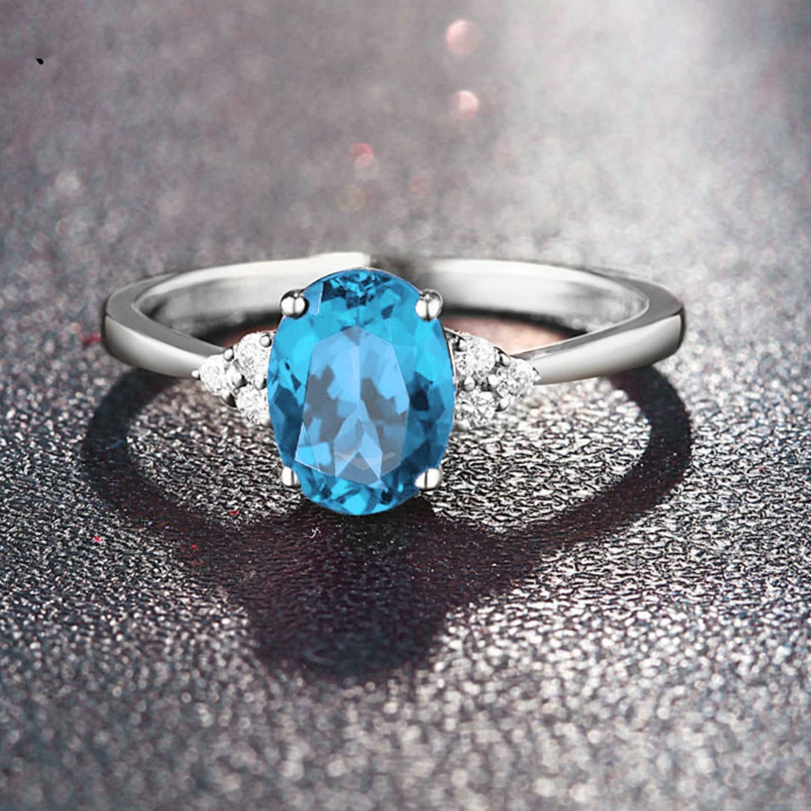 925 Sterling Silver Light Blue Oval Zircon Wedding Band for Women - Size 4.5 | Elegant Engagement Ring & Valentine's Day Gift for Her | Perfect for Proposals, Anniversaries, and Special Occasions
