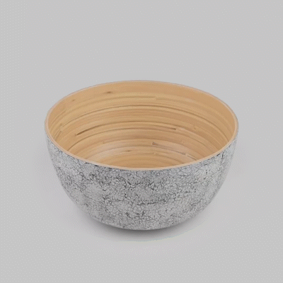 Premium 30oz Round Gray Bamboo Salad Bowl - Eco-Friendly Spun Bamboo Large Serving Bowl (11