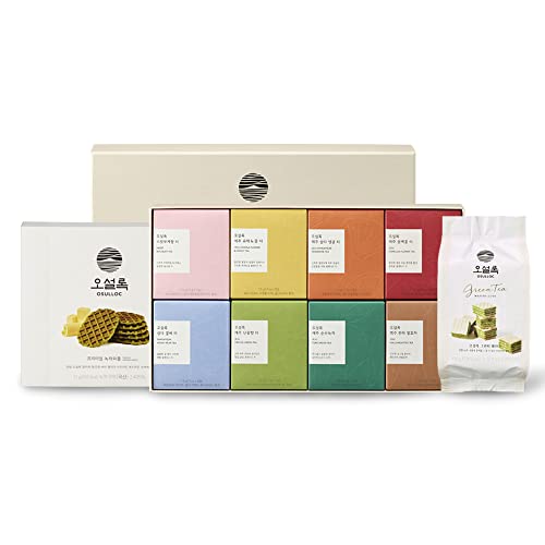 OSULLOC Premium Tea Collection - Organic Green Tea Wafers & Waffles Gift Set | Korean Tea Ceremony, Afternoon Tea Party, Zen Meditation Companion
