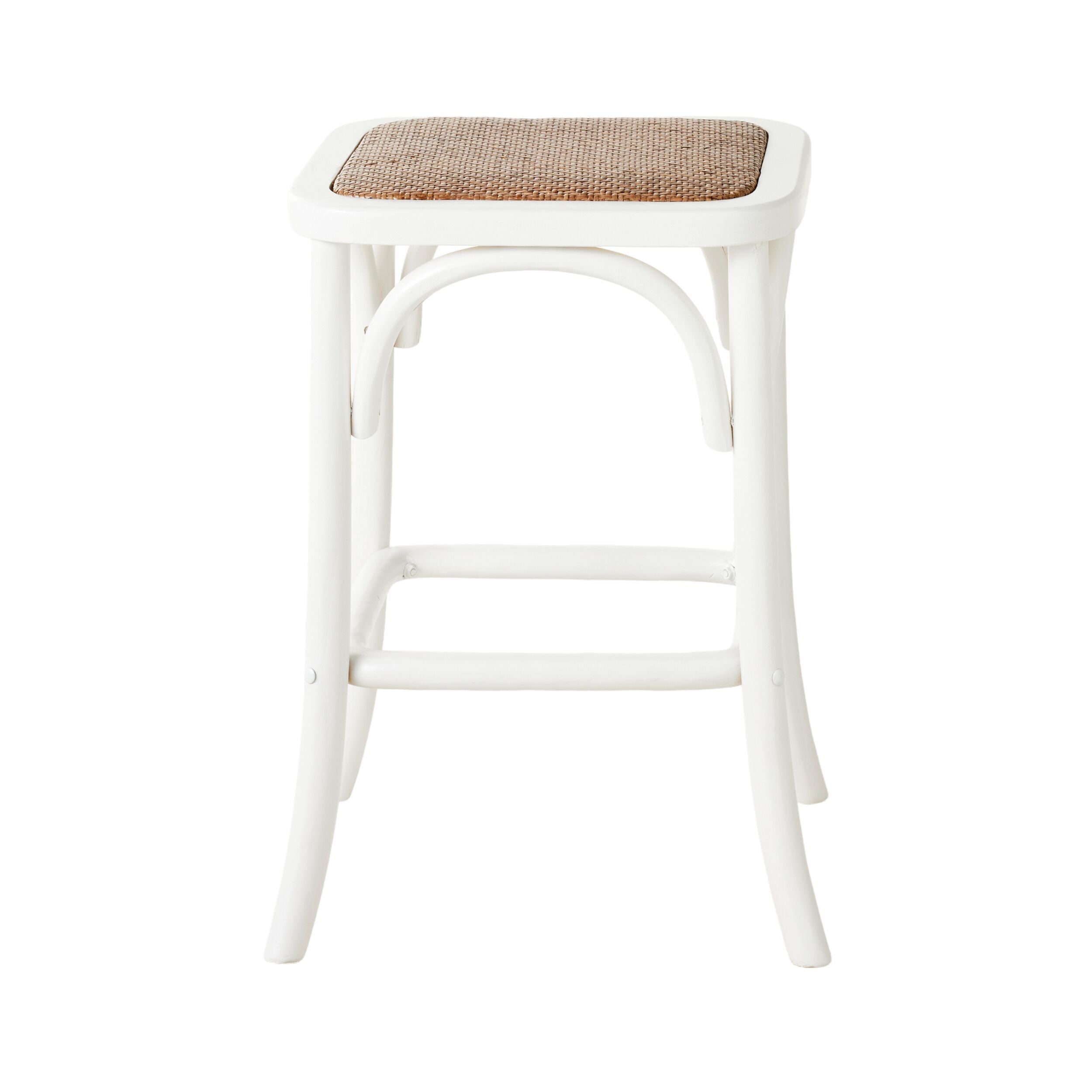 Bastion Backless Bar Stool in White - Modern Counter Height Stool for Kitchen Island, Breakfast Nook & Home Bar Decor