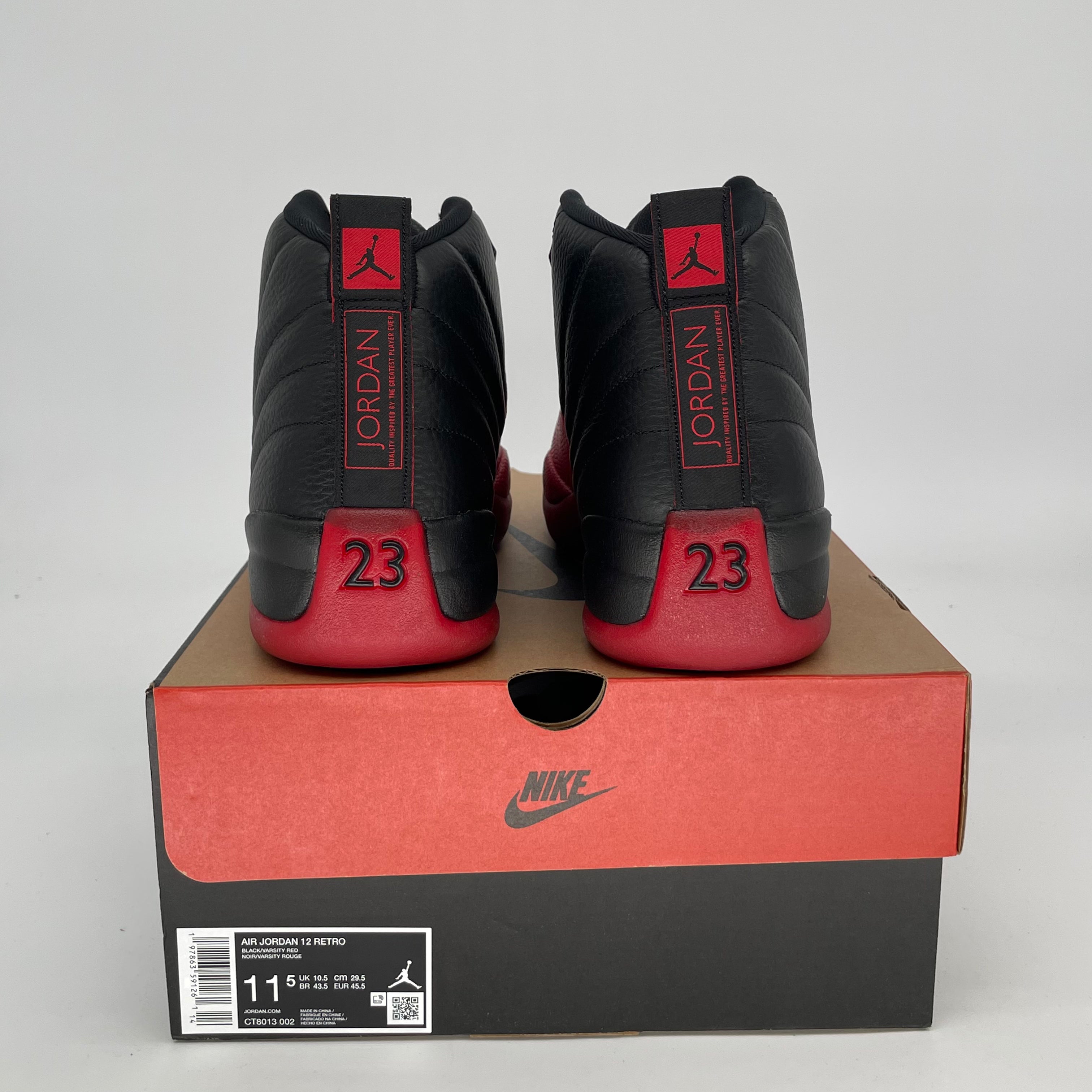 AIR JORDAN 12 FLU GAME Basketball Shoes - Men's Size 11.5 (CT8013-002) Black/Red - Retro Sneakers for Court Performance & Streetwear Fashion