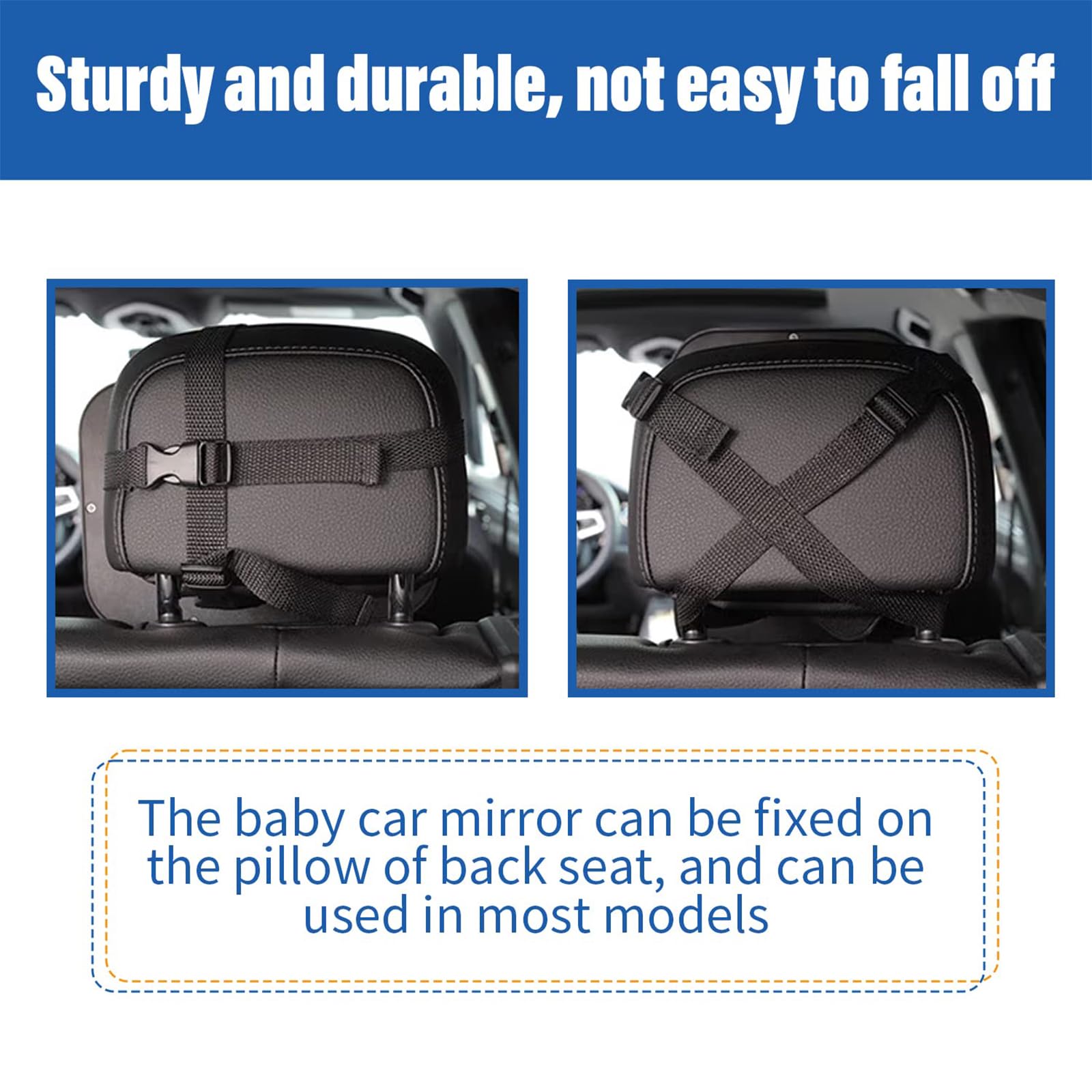 Extra Large Baby Car Mirror – Shatterproof Safety Car Seat Mirror for Rear Facing Infants | Wide View Adjustable 360° Acrylic Backseat Mirror | Secure & Fully Assembled Black Mirror for Safe Driving with Baby | Perfect for Road Trips & Daily Commutes