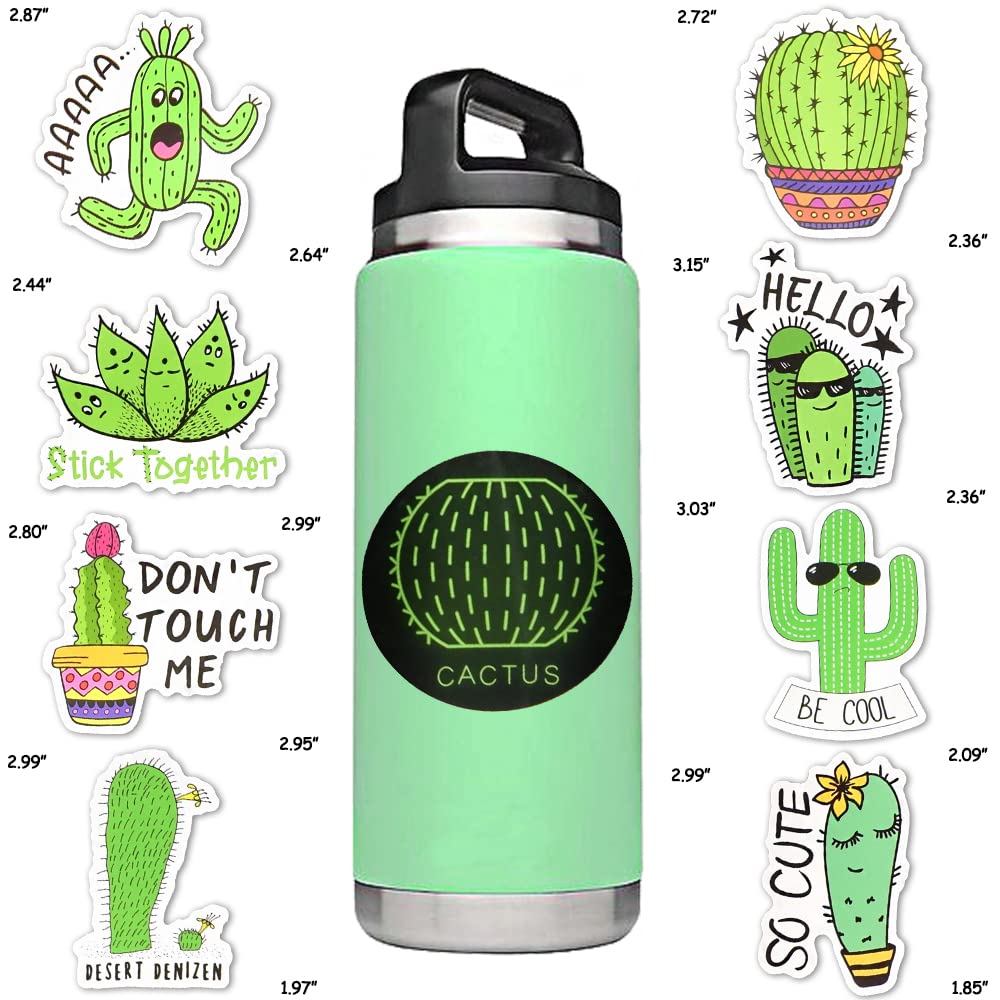 50 Pcs Cute Cactus Vinyl Stickers for Kids - Waterproof Decals for Water Bottles, Laptops, Notebooks & DIY Crafts - Fun Classroom & Party Supplies