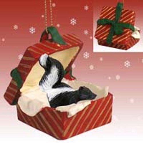 Skunk-Themed Gift Box with Red Ornament - Perfect for Christmas Stocking Stuffers, Holiday Party Favors & Unique Animal Lover Gifts