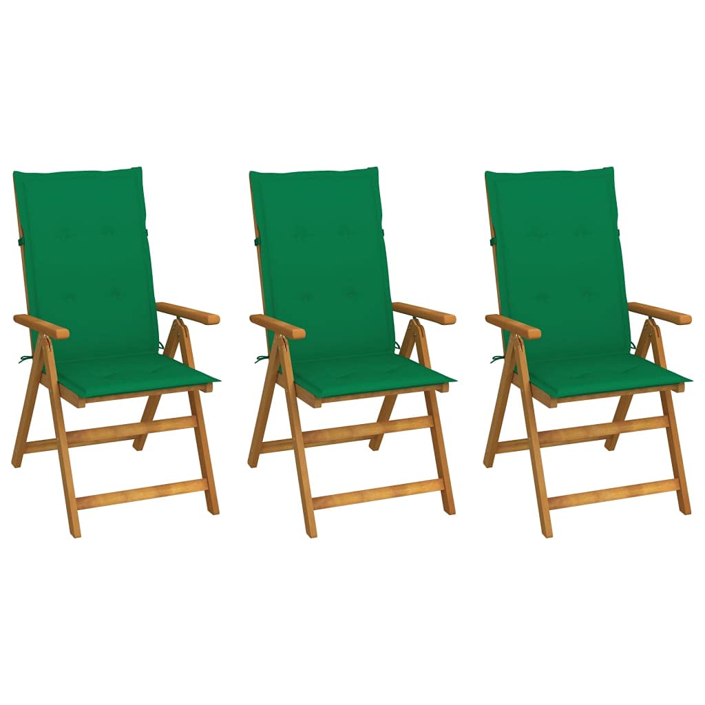 3-Piece Unfade Memory Folding Garden Chairs Set - Solid Acacia Wood Outdoor Patio Chairs with Cushions for Porch, Deck & Lawn - Perfect for Backyard Relaxation, Poolside Lounging and Garden Gatherings