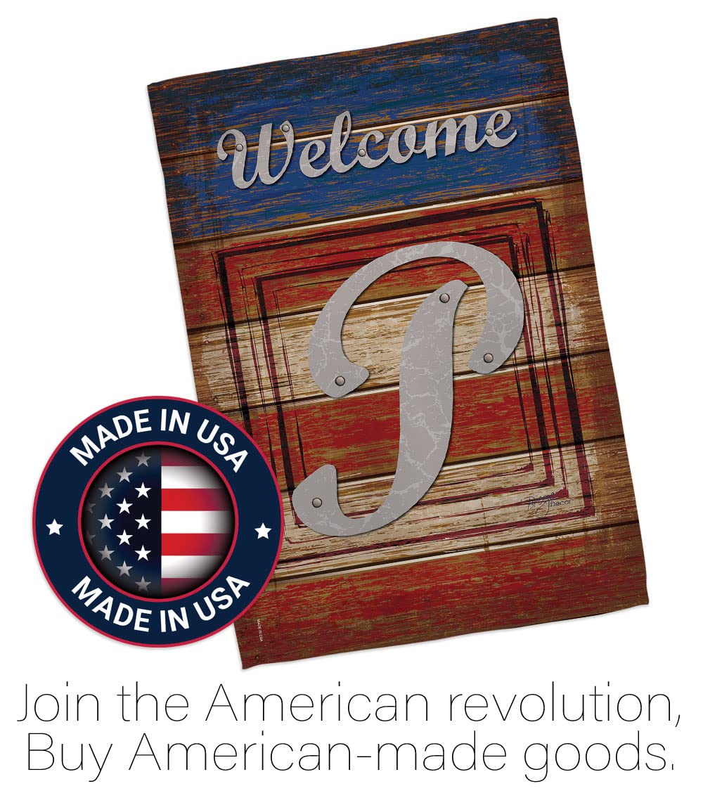 Patriotic P Initial Garden Flag - 13x18.5