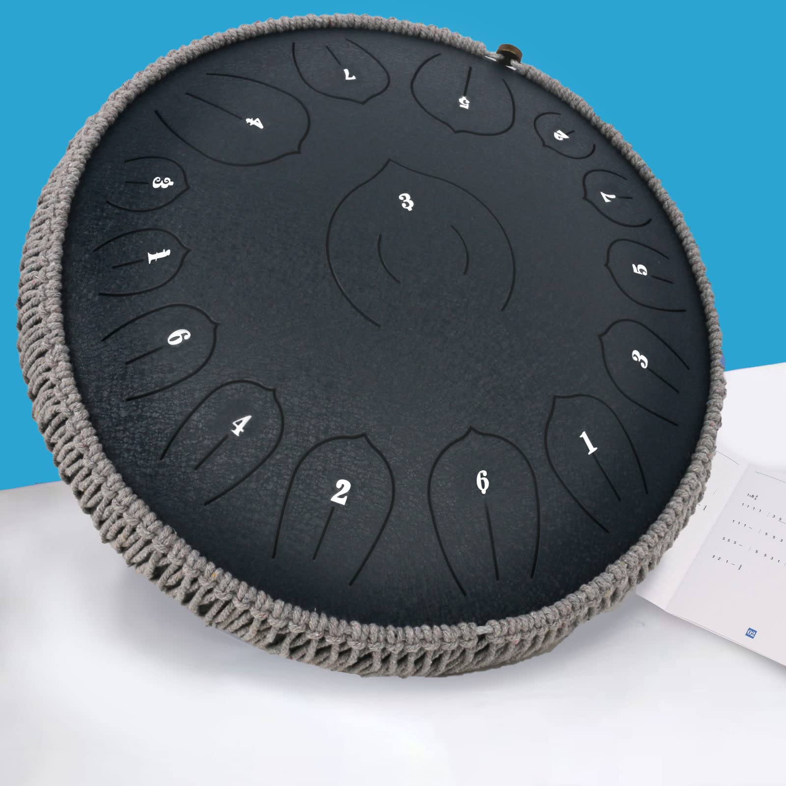 14 Inch 15-Note Steel Tongue Drum in D Major - Professional Handpan Tank Drum with Mallets, Bag & Music Book - Perfect for Meditation, Yoga, Music Therapy, Beginners, Kids & Adults - Portable Percussion Instrument for Home, Studio & Outdoor Performances