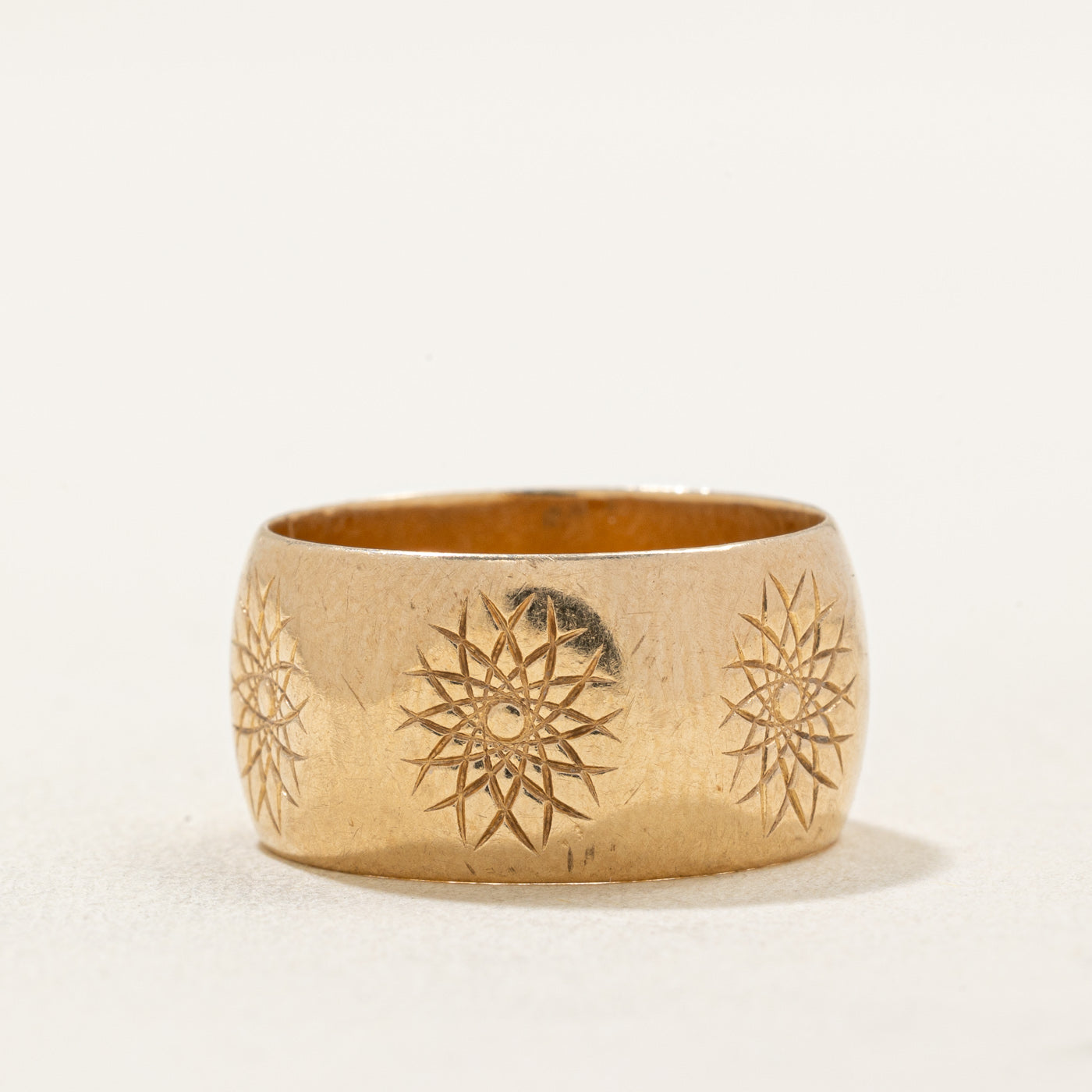10K Yellow Gold Cigar Band Ring - 9.95mm Wide Size 6.75 - Perfect for Men's Wedding Bands, Anniversary Gifts & Luxury Jewelry Collection
