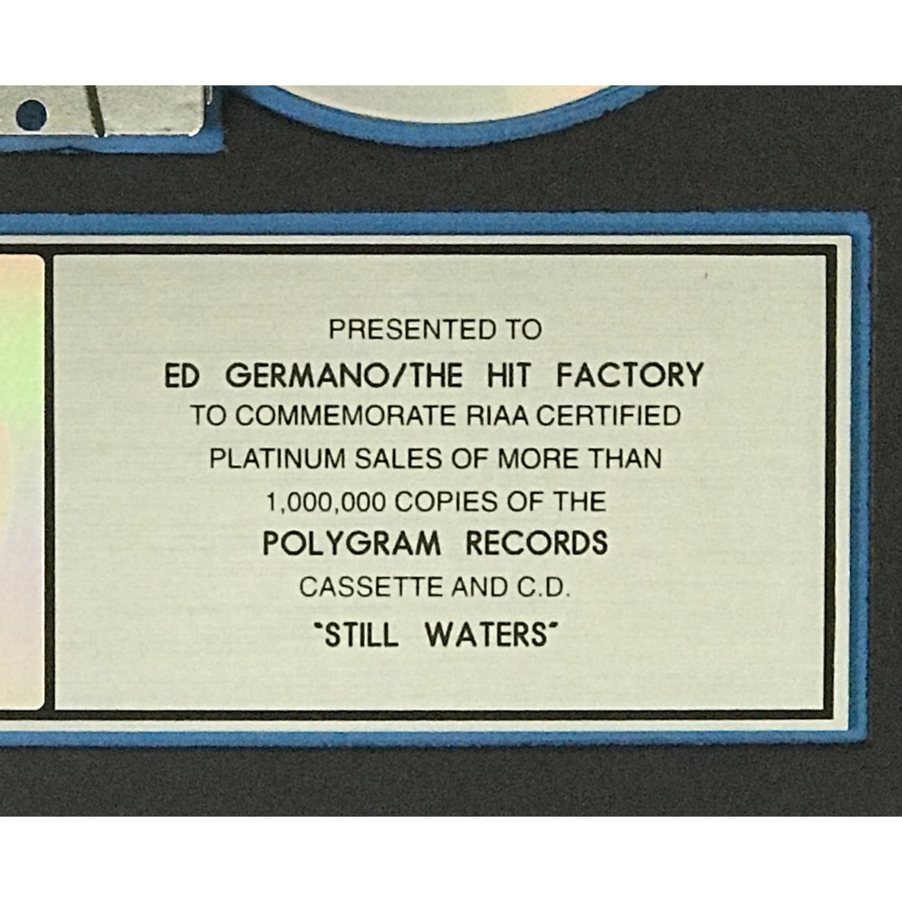 Bee Gees Still Waters RIAA Platinum Album Award - Certified Music Collectible for Fans & Home Decor