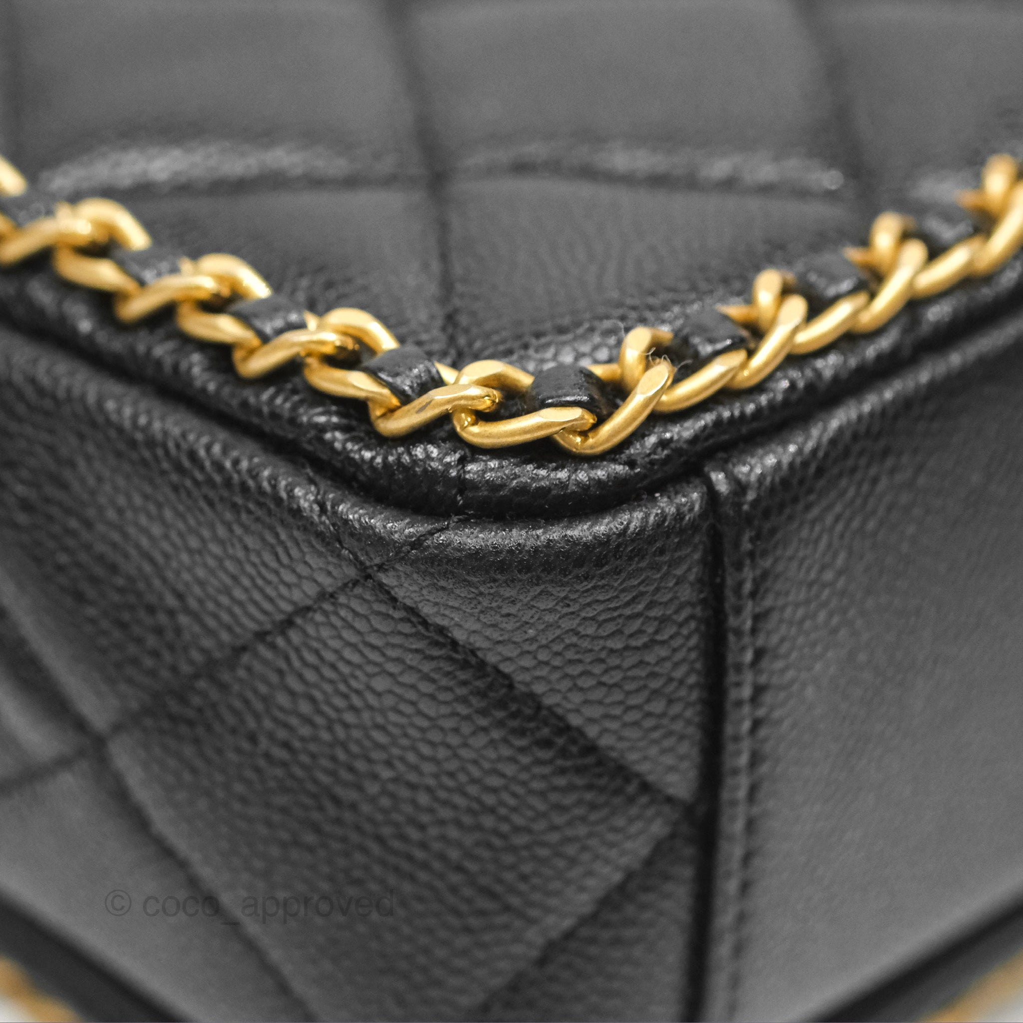 Chanel Chain Around Flap Bag Black Caviar Leather with Aged Gold Hardware - Luxury Crossbody Bag for Women, Perfect for Evening Parties & Special Occasions