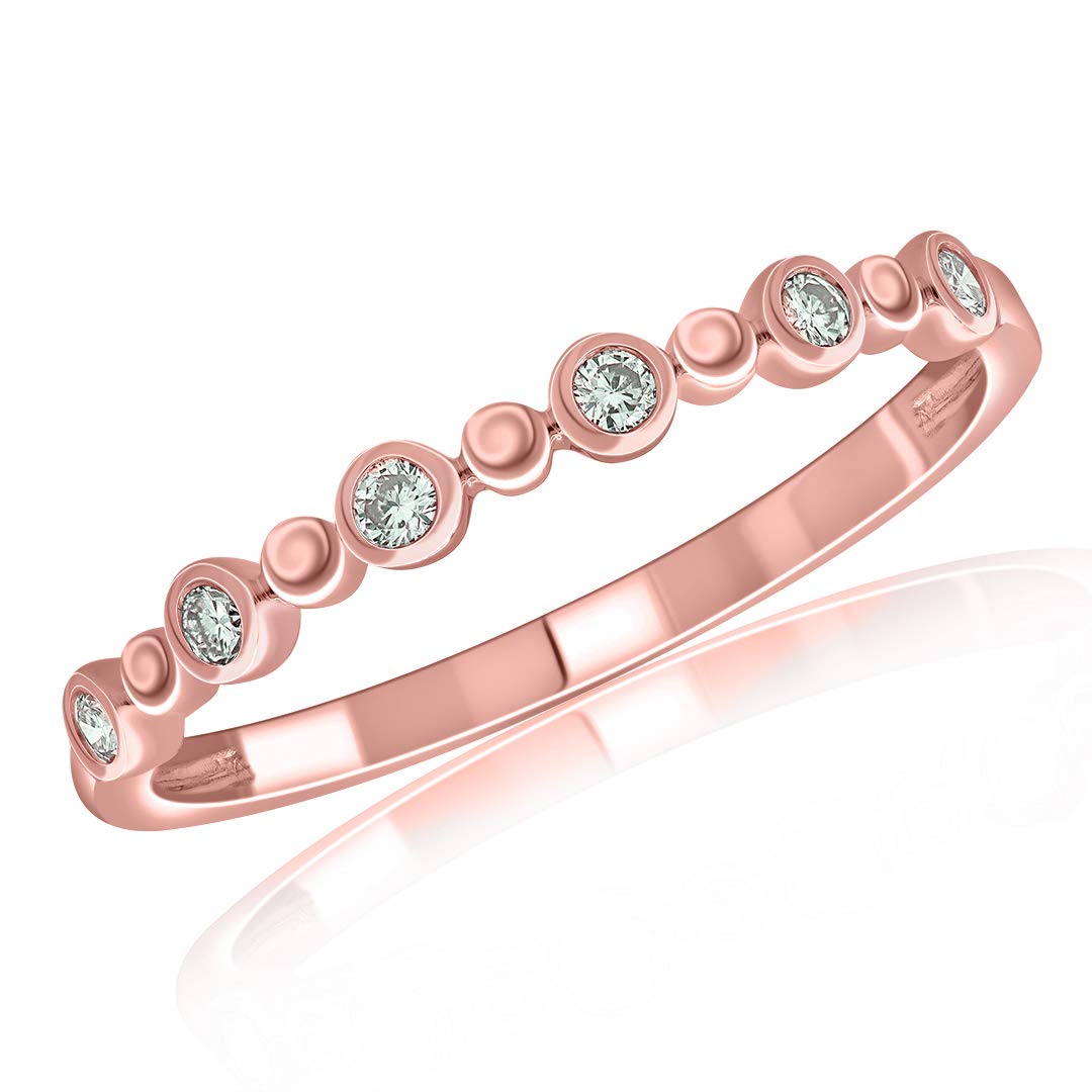 1/8 Carat (Ctw) Natural Diamond Half Eternity Stackable Wedding Band Ring - 14K White Gold (H-I Color, I2 Clarity) | Anniversary, Engagement, Promise Ring for Women | Perfect for Stacking, Everyday Wear & Special Occasions | US Size 7