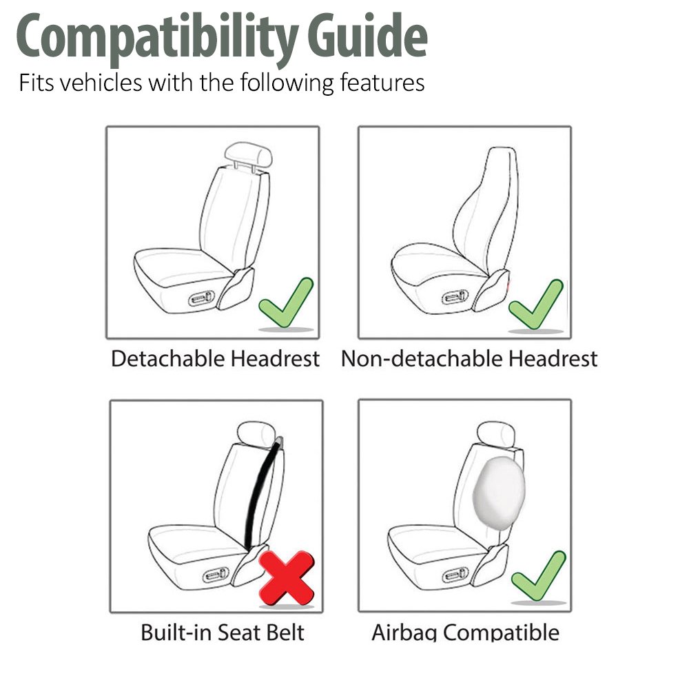 FH Group Royal PU Breathable Leather High Back Bucket Seat Covers - Universal Fit for Cars, Trucks & SUVs | Airbag Compatible | Gray/Black | Premium Car Interior Upgrade for Comfort & Style