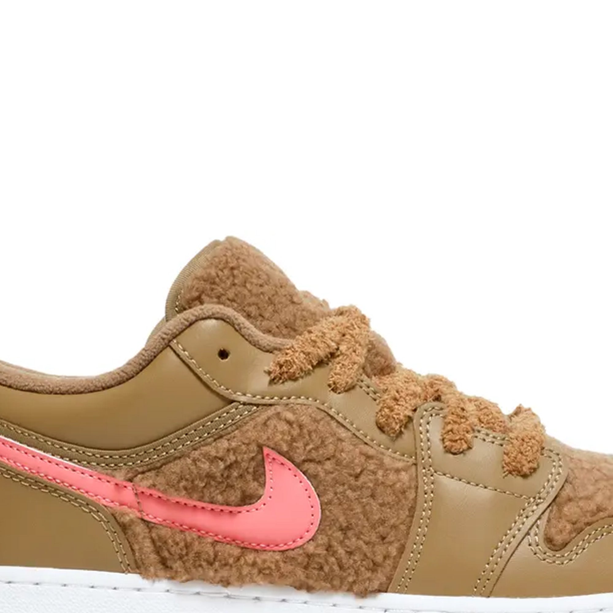 Air Jordan 1 Low Utility 'Teddy Bear' GS Sneakers for Girls (2021) - Stylish Casual Shoes for School, Sports & Everyday Wear