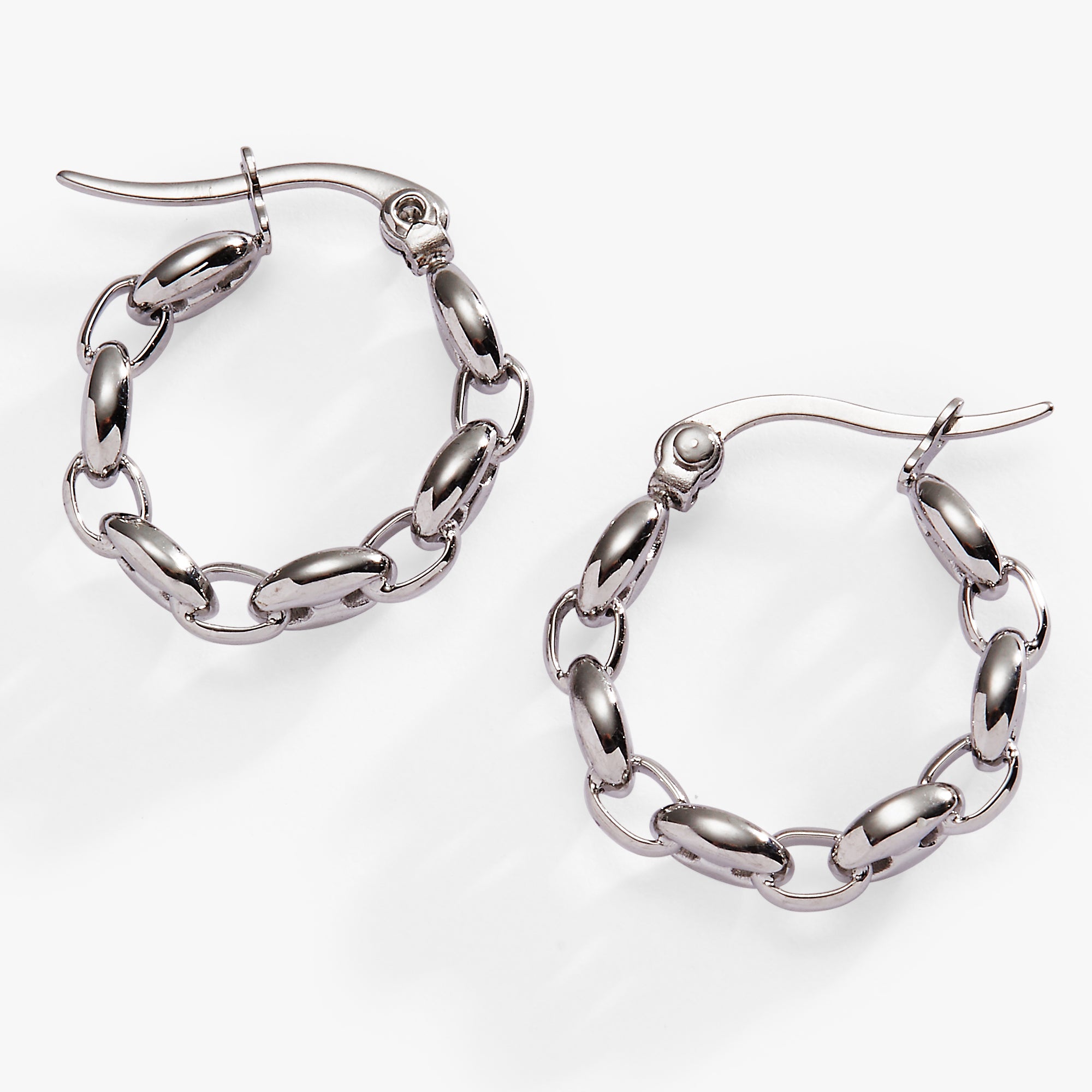 Frozen Mariner Chain Hoop Earrings - Sterling Silver Nautical Jewelry for Women | Perfect for Beach Vacations, Summer Outfits & Boho Style