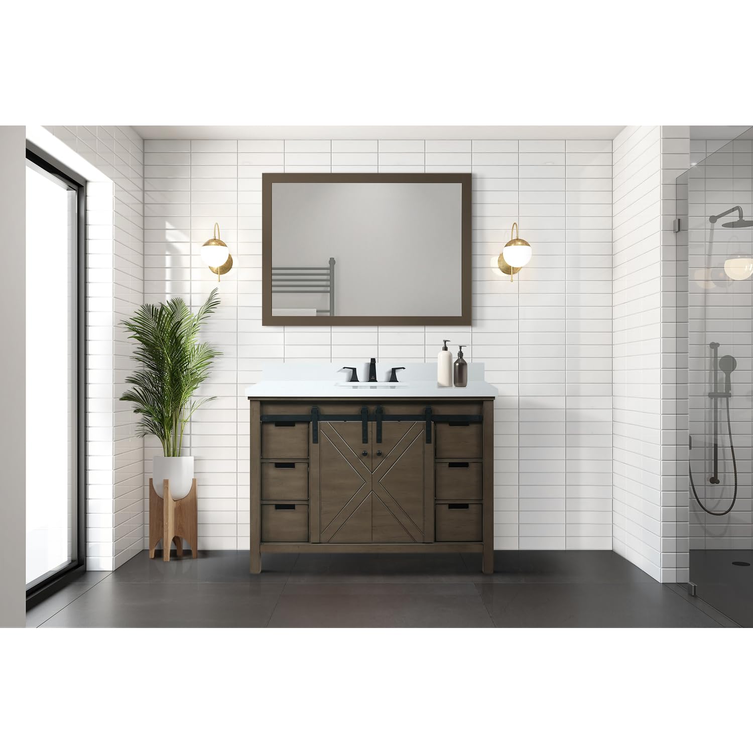 Rustic Brown Bathroom Vanity Set - 48