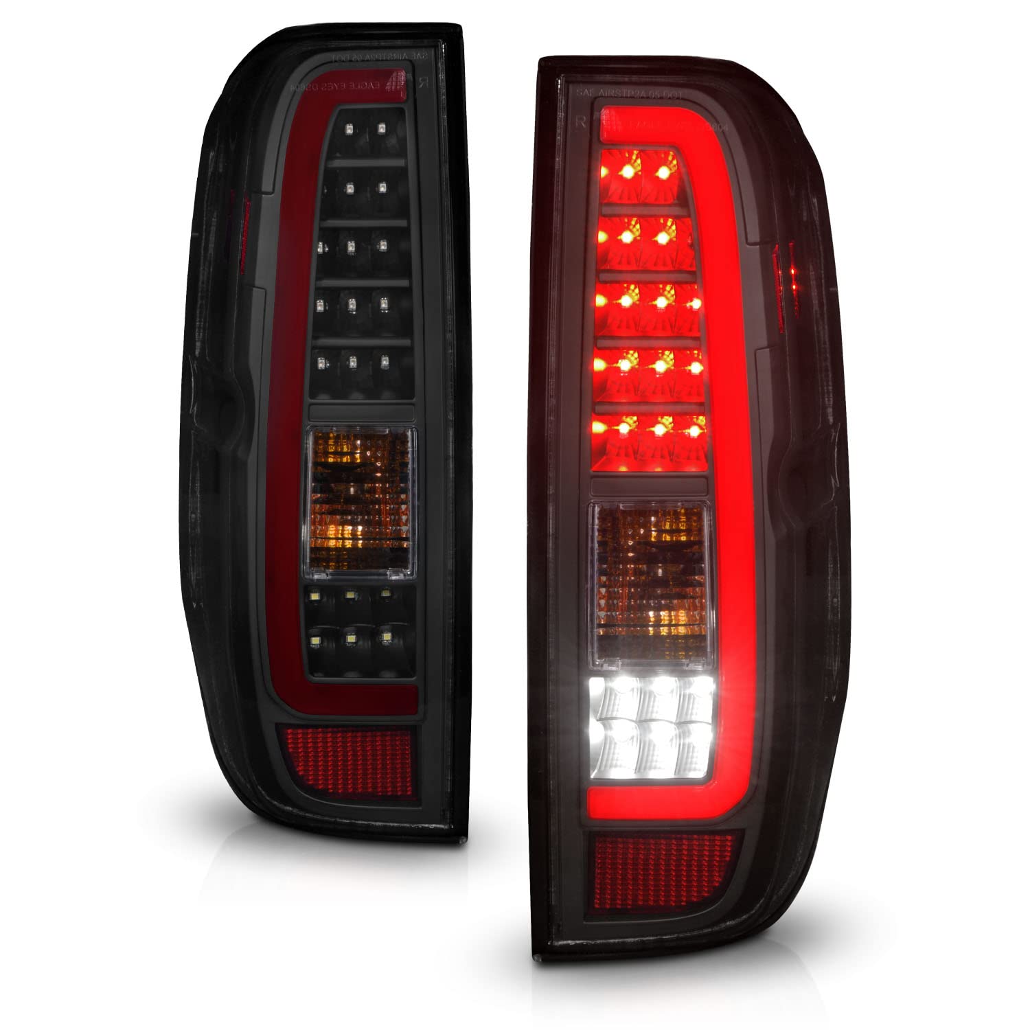 2005-2021 Nissan Frontier & 2009-2012 Suzuki Equator LED Tail Lights - Smoke Black C-Type Replacement Assembly (Pair) - Left & Right Side - Enhanced Night Visibility for Safer Driving